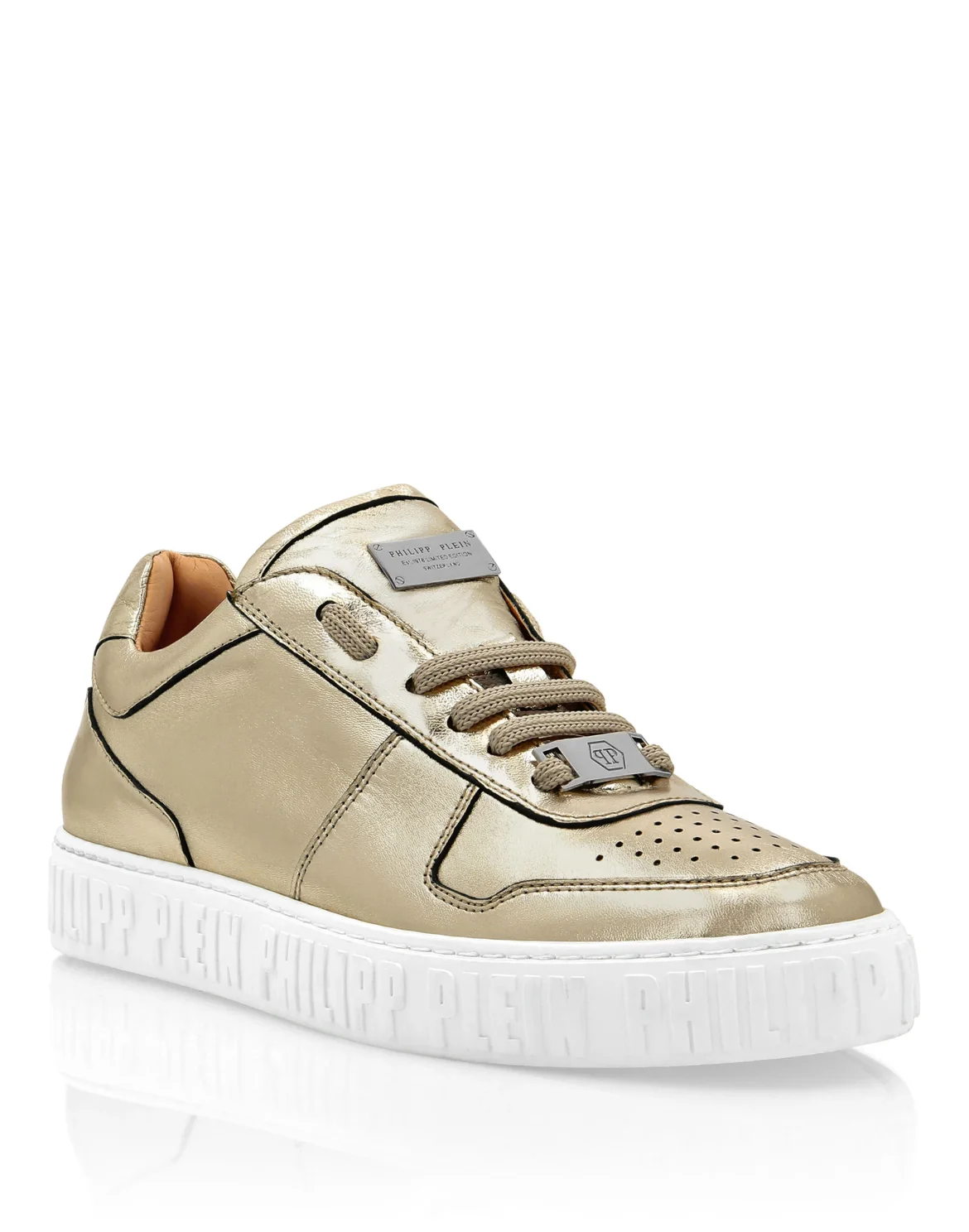 Laminated Leather Lo-Top Sneakers King Power, цвет: Золотой