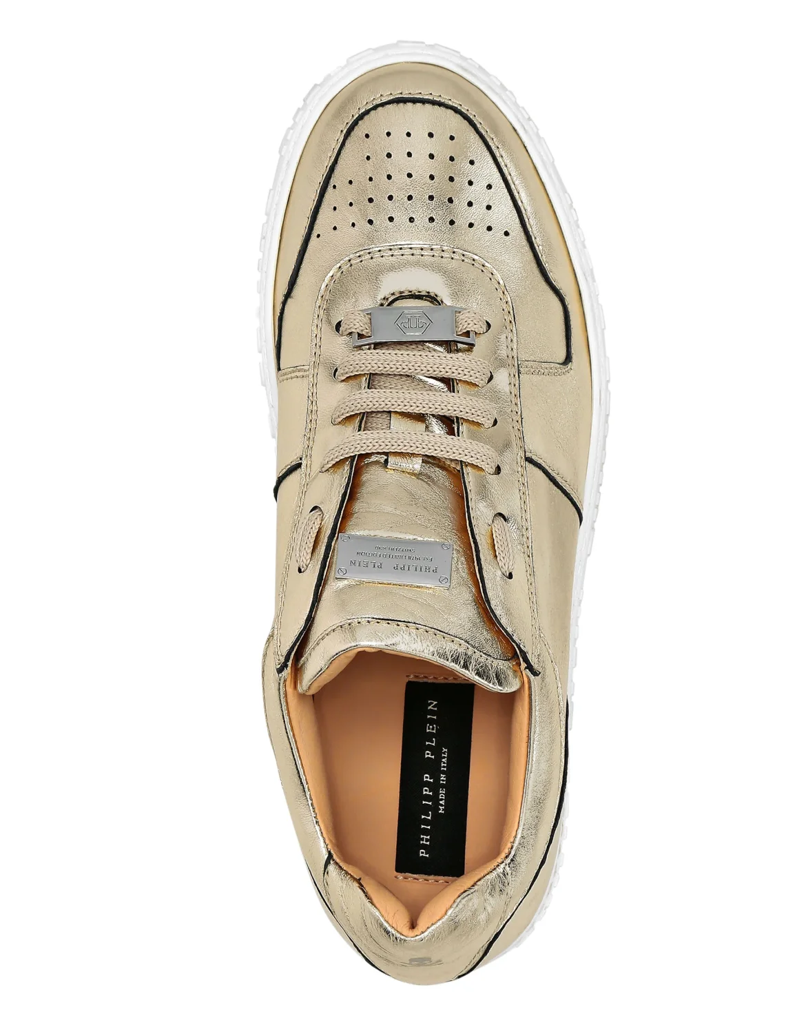 Laminated Leather Lo-Top Sneakers King Power, цвет: Золотой