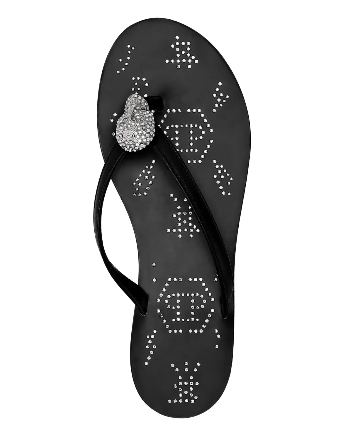 Leather Flip Flop Crystal Skull, цвет: Черный