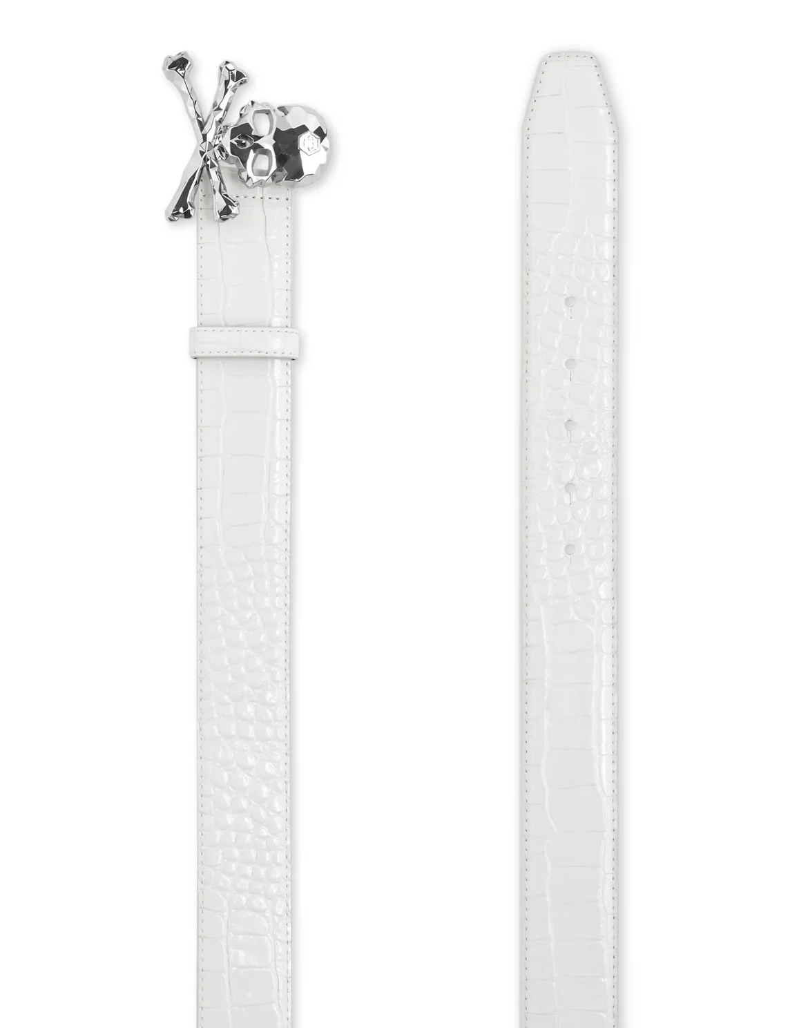 Leather Cocco Print  Belt Hexagon, цвет: Белый