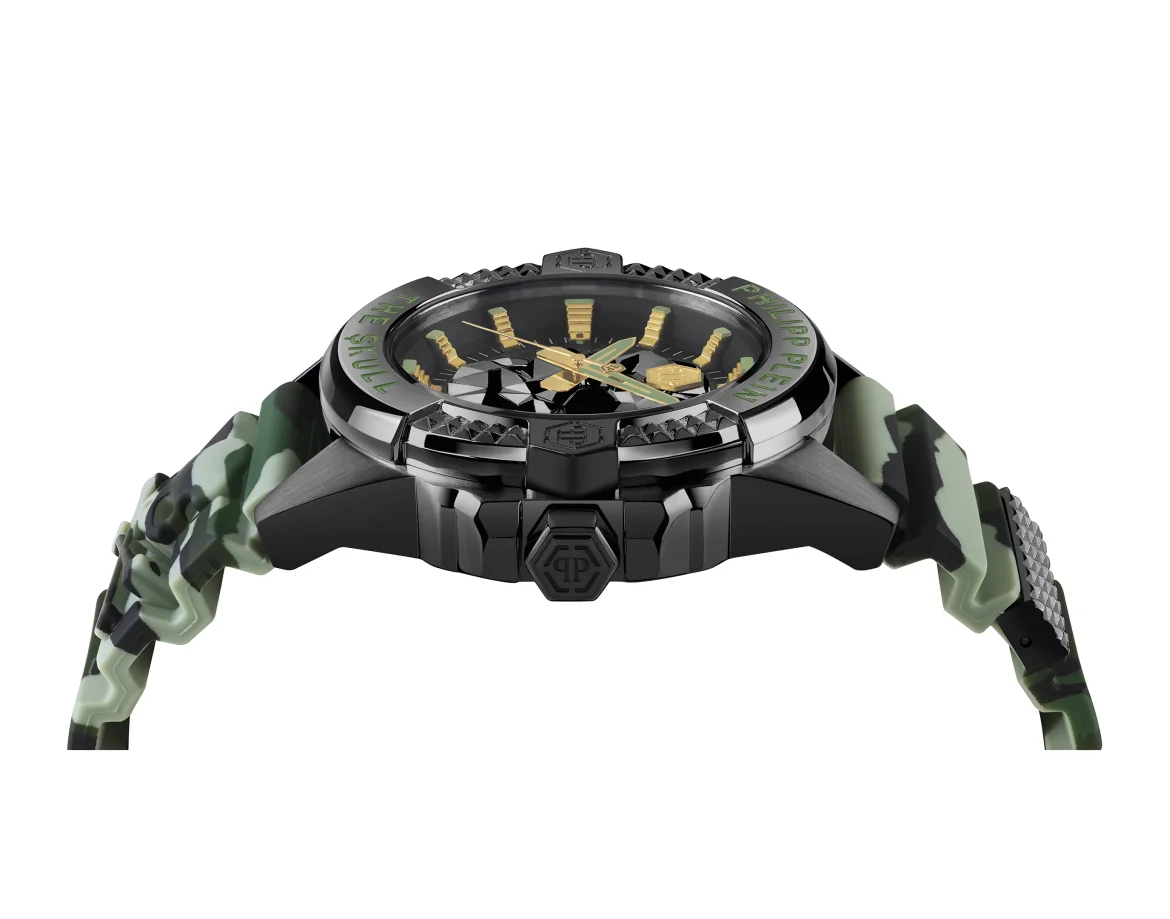 THE $KULL 44MM - IP GUN CASE - DARK GREY DIAL - CAMU STRAP - Watch Skull, цвет: Серый