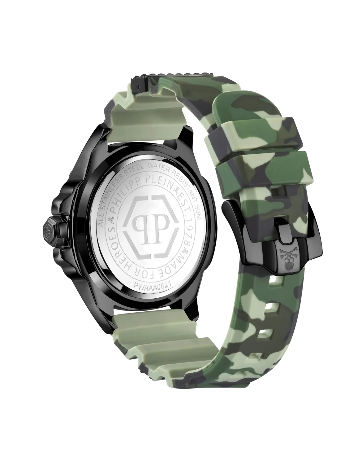THE $KULL 44MM - IP GUN CASE - DARK GREY DIAL - CAMU STRAP - Watch Skull, цвет: Серый