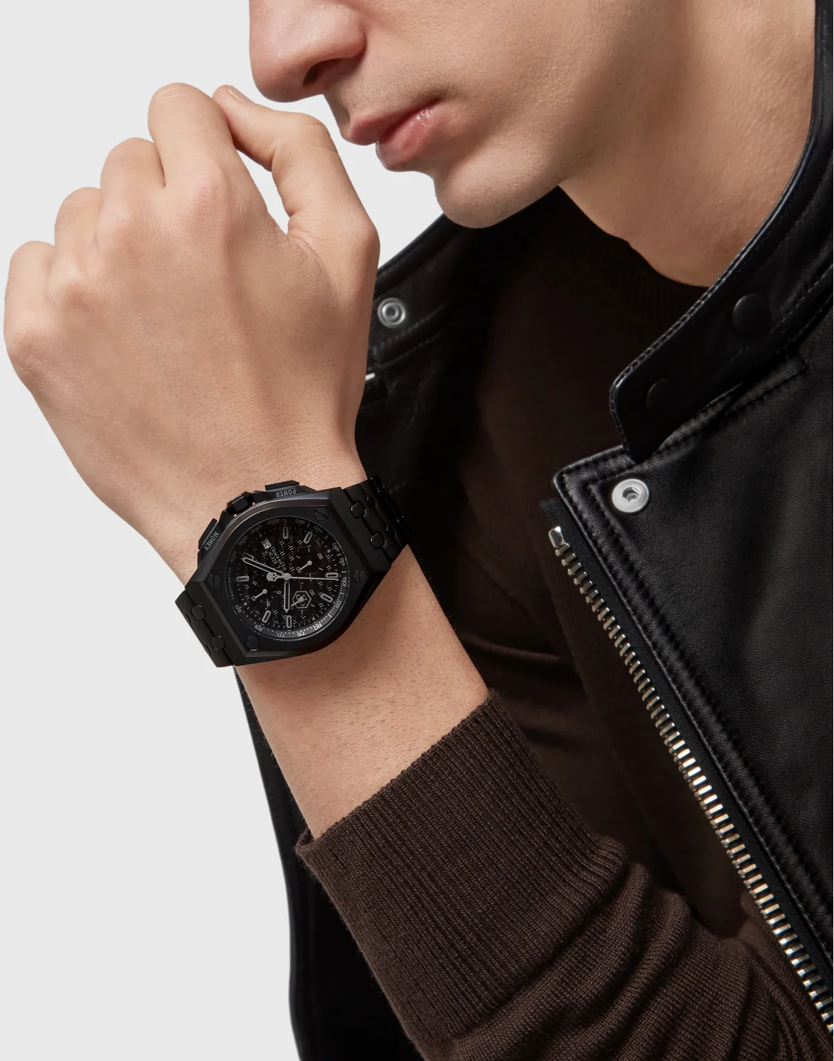 PLEIN EXTREME 44MM - IP BLACK CASE - BLACK DIAL - IP BLACK METAL BAND - Watch, цвет: Черный