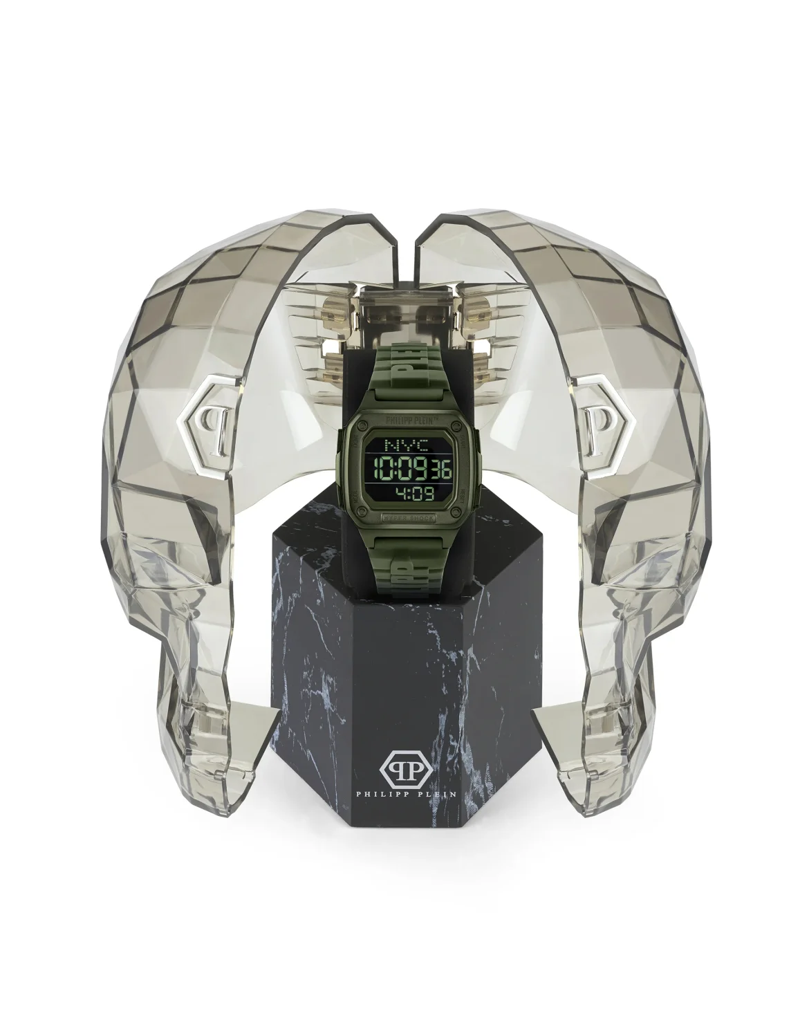 HYPER $HOCK 44MM - IP MILITARY GREEN CASE - BLACK DISPLAY - MILITARY GREEN STRAP  - Watch Hyper $hock, цвет: Камуфляж