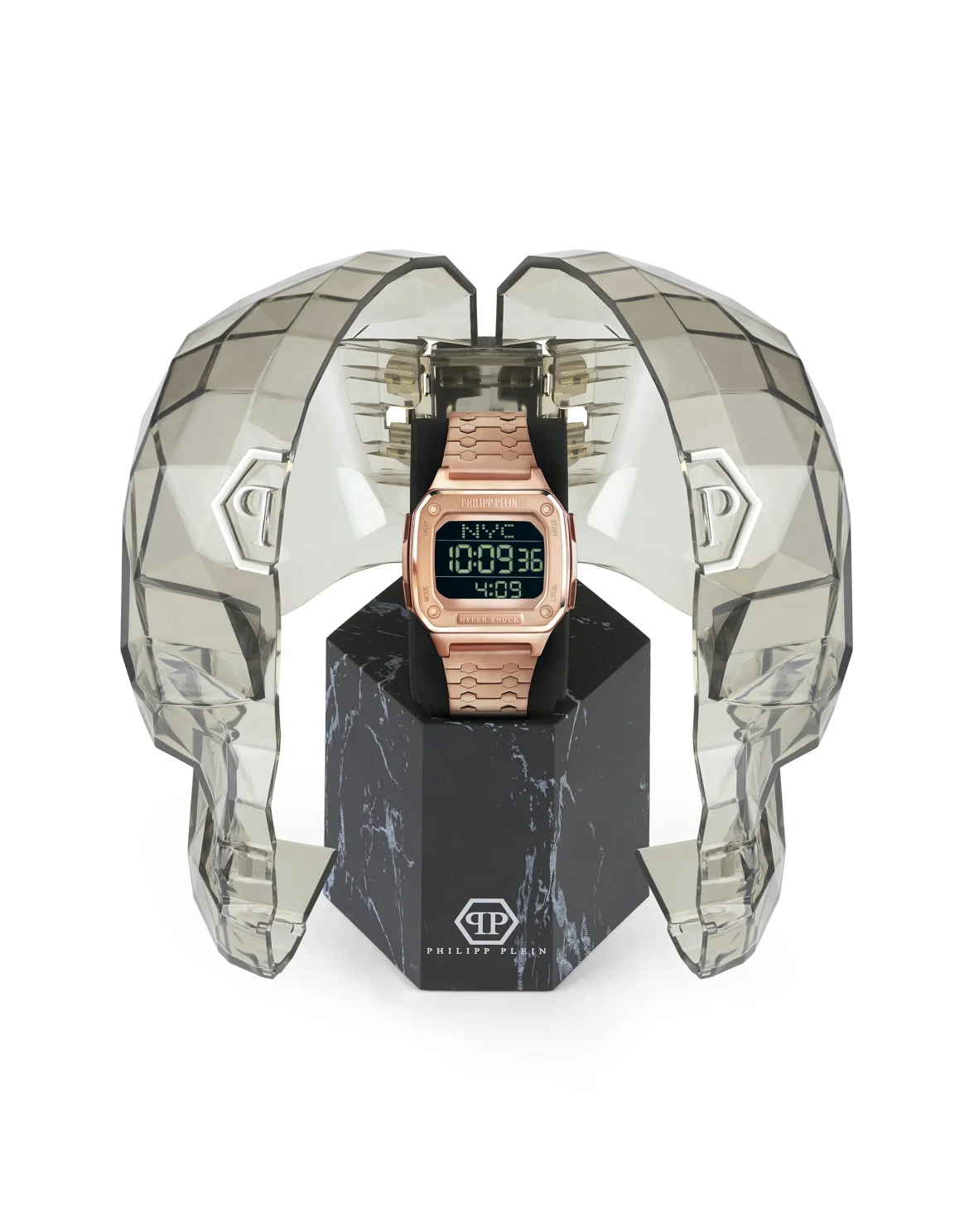 HYPER $HOCK 44MM - IP ROSE GOLD CASE - BLACK DISPLAY  - IP ROSE GOLD METAL BAND - Watch Hyper $hock, цвет: Розовый