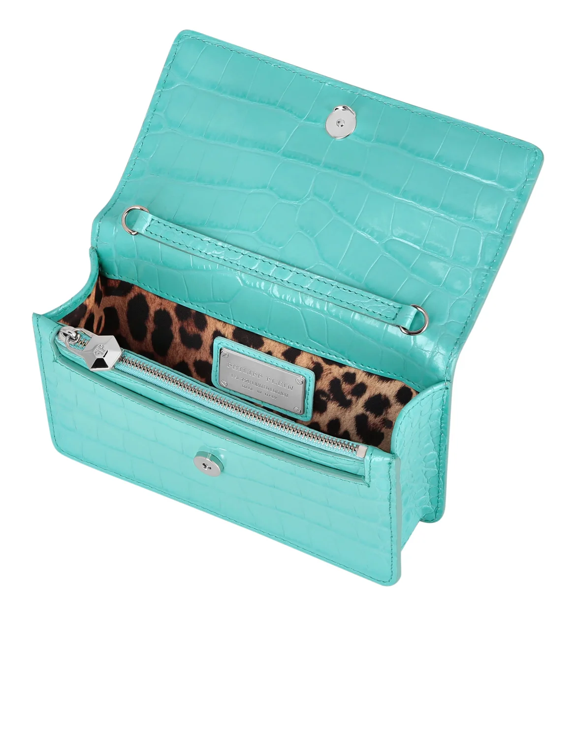 Cocco Print Leather Shoulder Bag, цвет: Бирюзовый