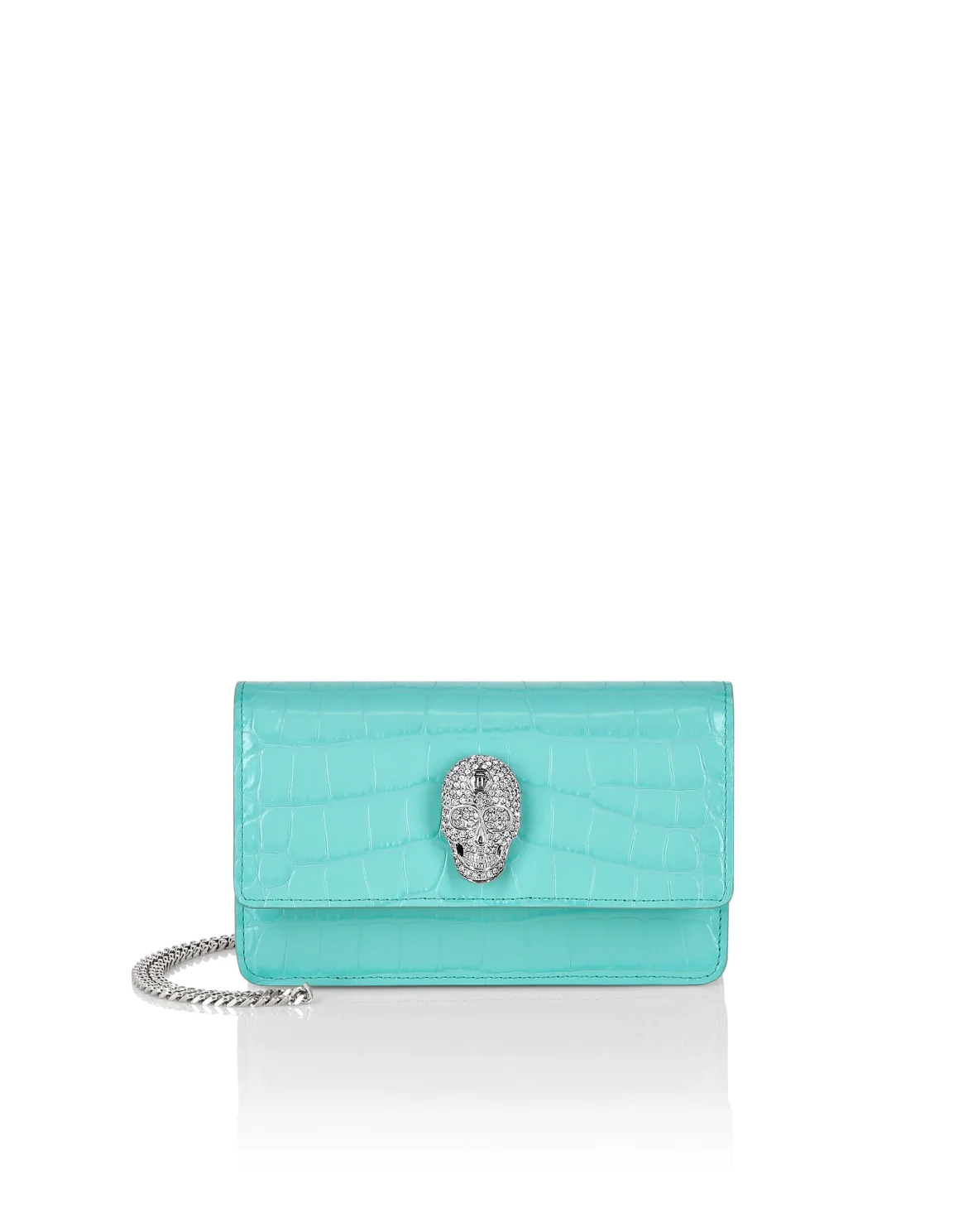 Cocco Print Leather Shoulder Bag, цвет: Бирюзовый