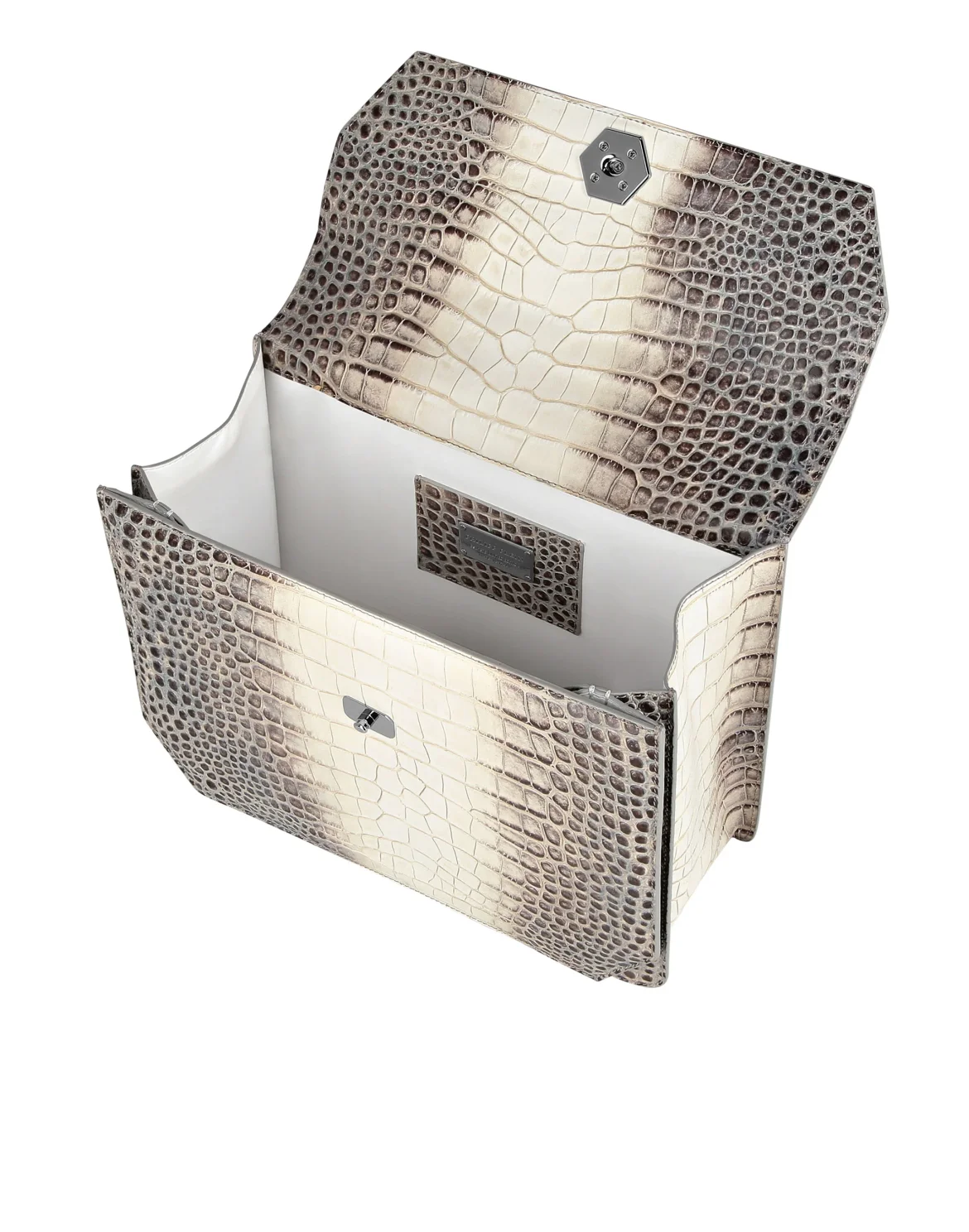 Large Handle Bag Superheroine Croco Print, цвет: Белый