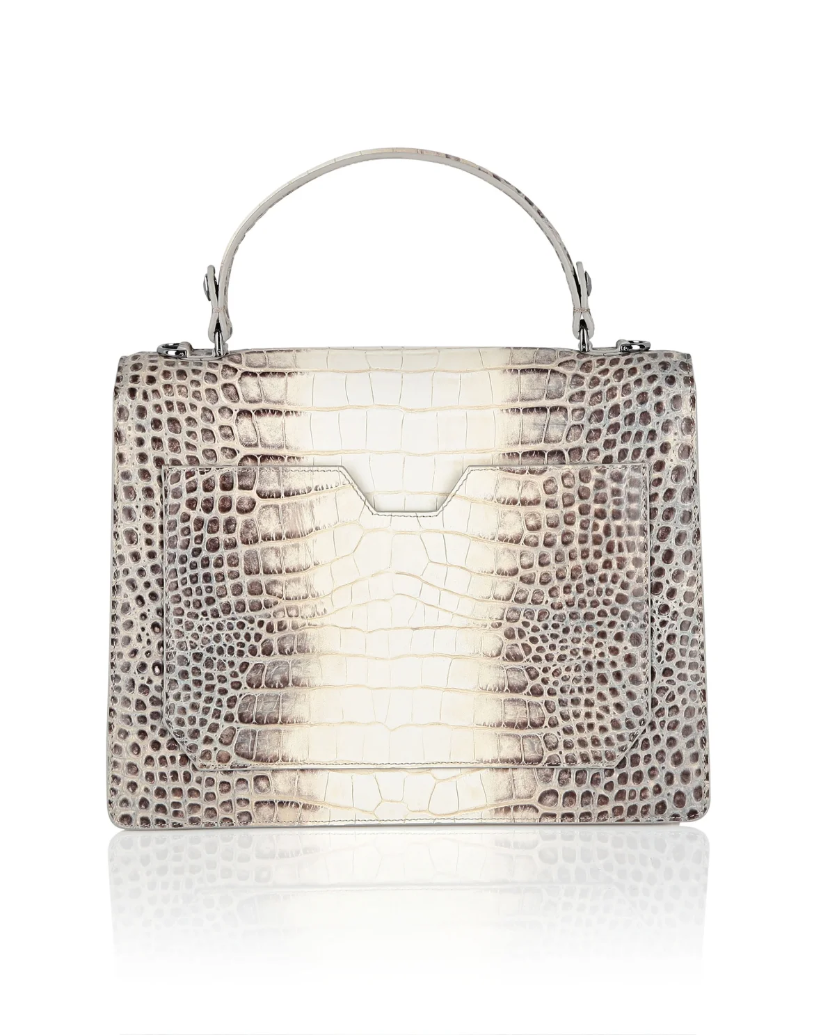 Large Handle Bag Superheroine Croco Print, цвет: Белый