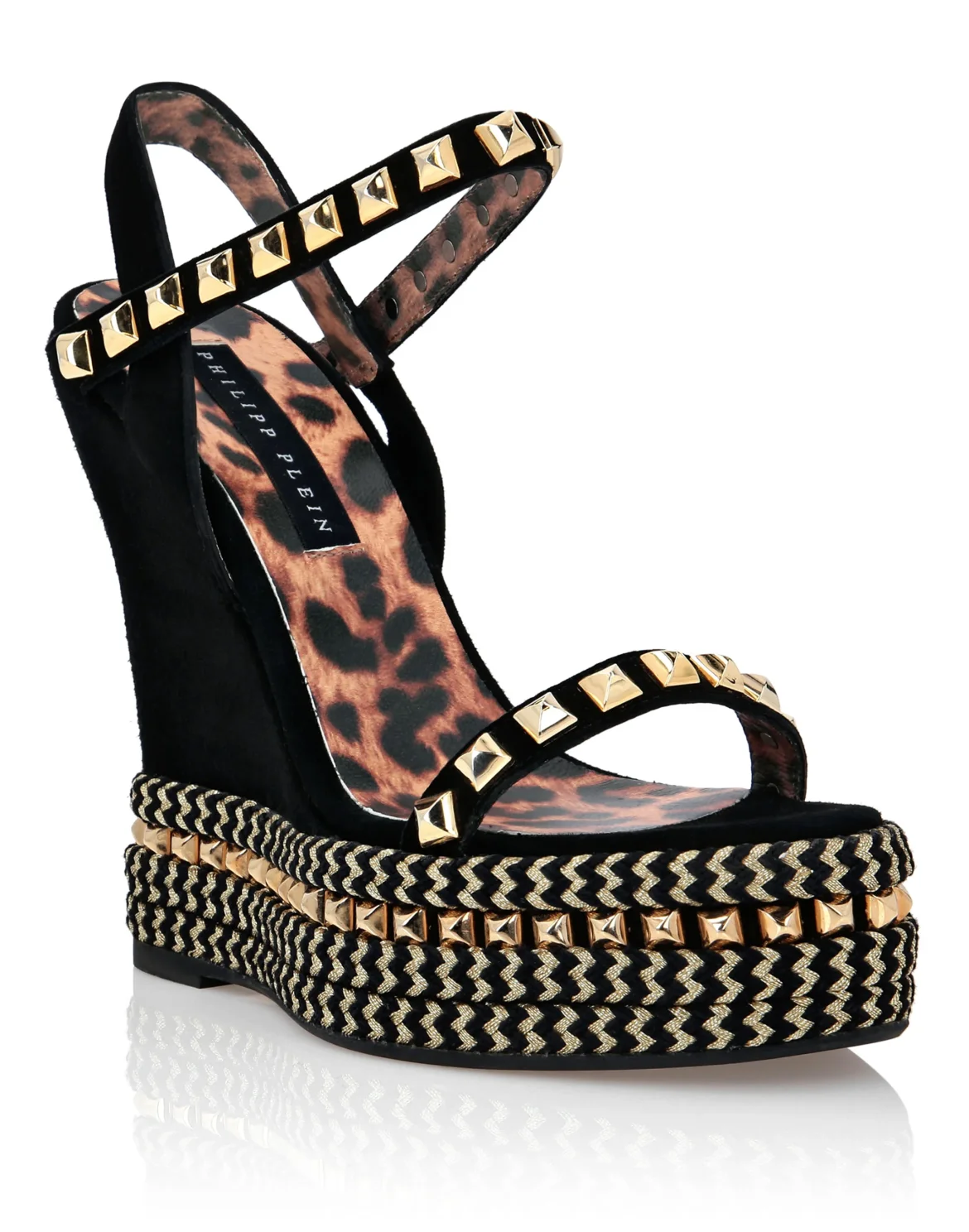 Suede Sandals Wedge Studs, цвет: Черный