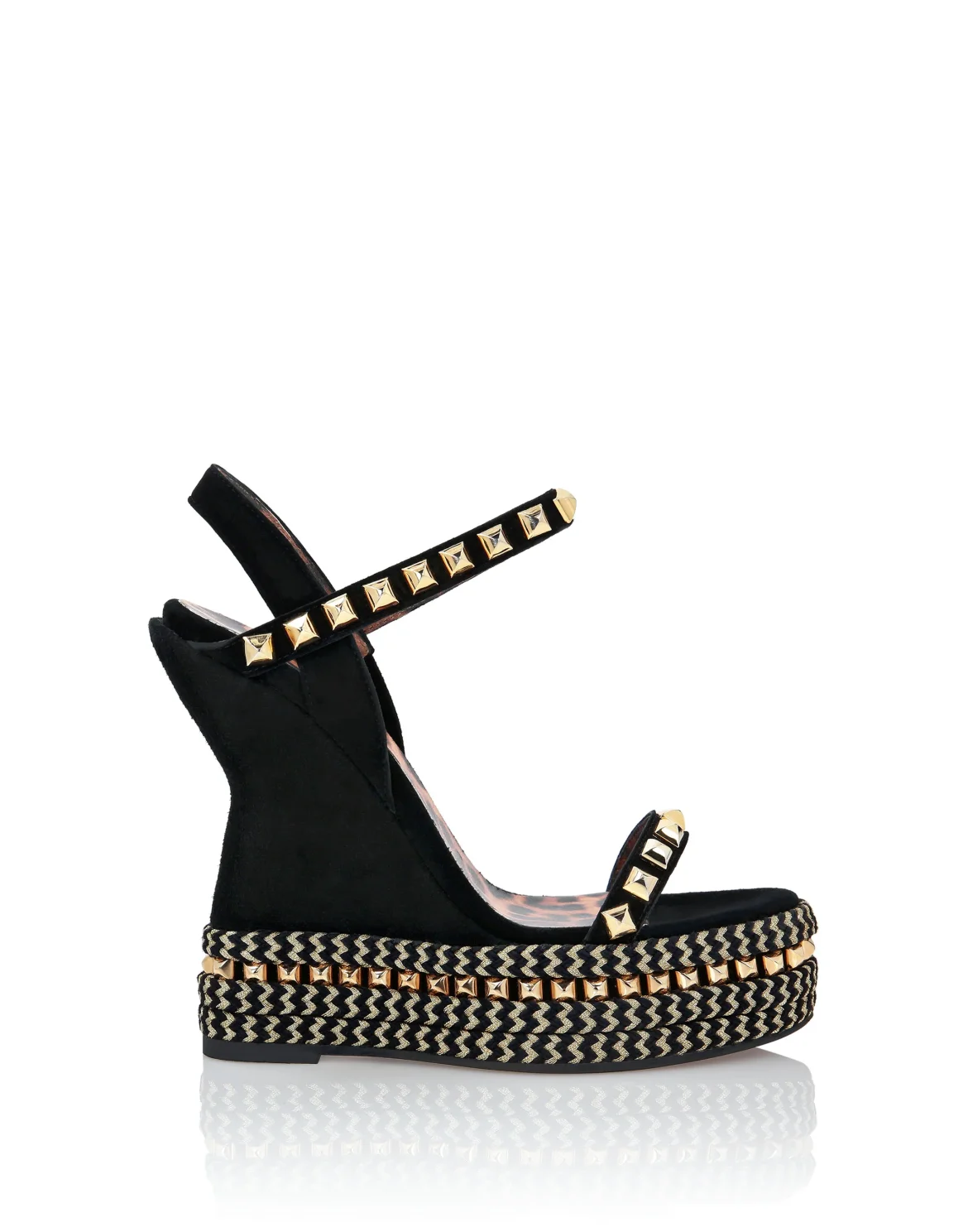 Suede Sandals Wedge Studs, цвет: Черный