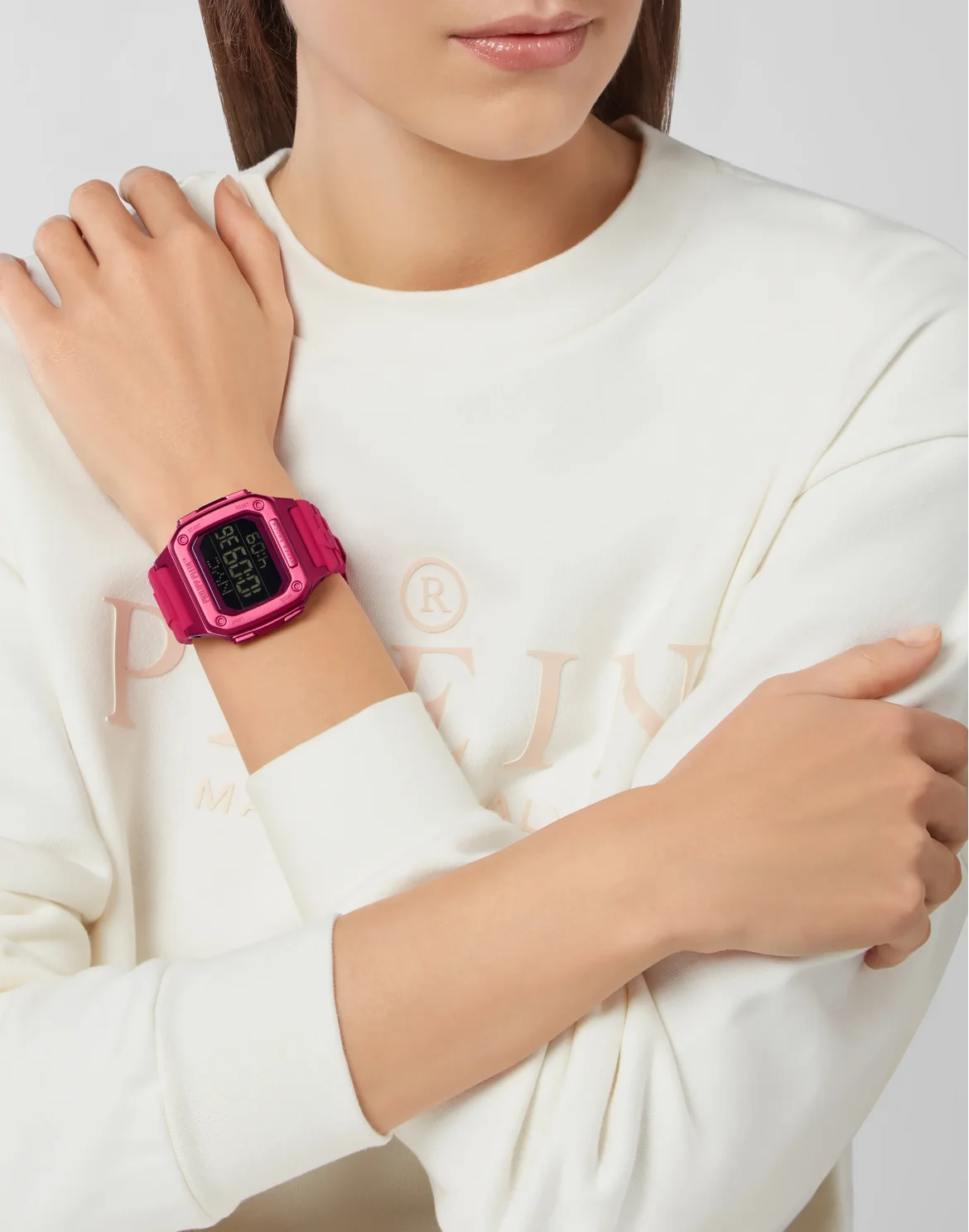 HYPER $HOCK 44MM - IP PINK CASE - BLACK DISPLAY - PINK STRAP - Watch, цвет: Розовый
