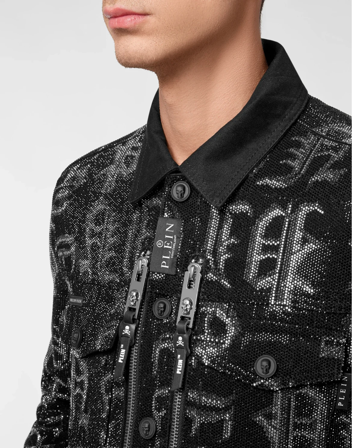 GOTHIC  LUXURY DENIM  JACKET with Crystals, цвет: Черный