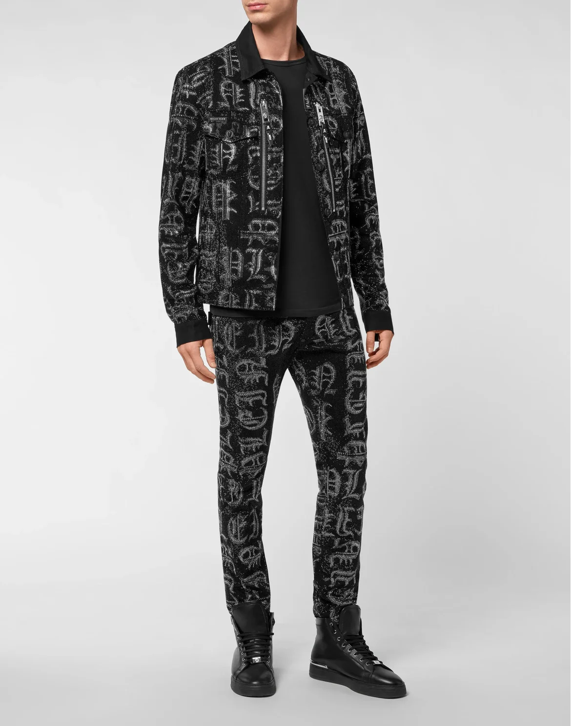 GOTHIC  LUXURY DENIM  JACKET with Crystals, цвет: Черный