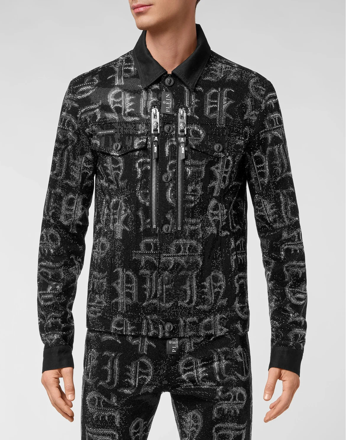 GOTHIC  LUXURY DENIM  JACKET with Crystals, цвет: Черный