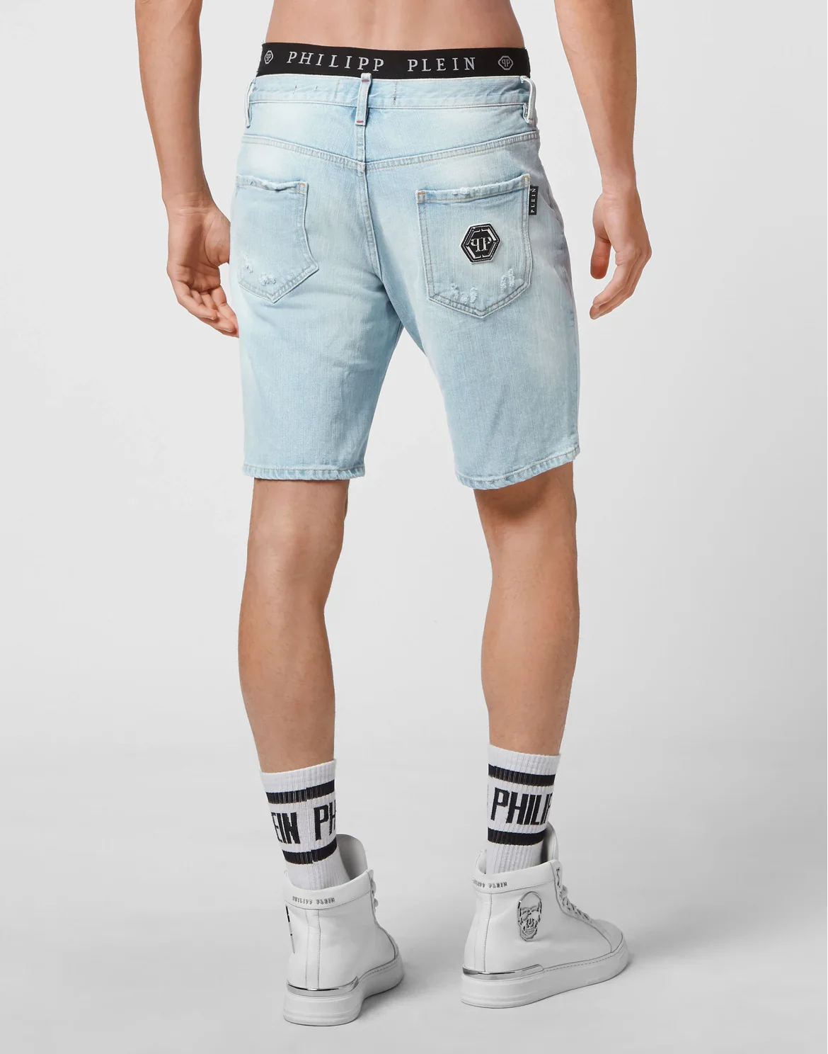 Denim Capri Shorts Destroyed, цвет: Голубой