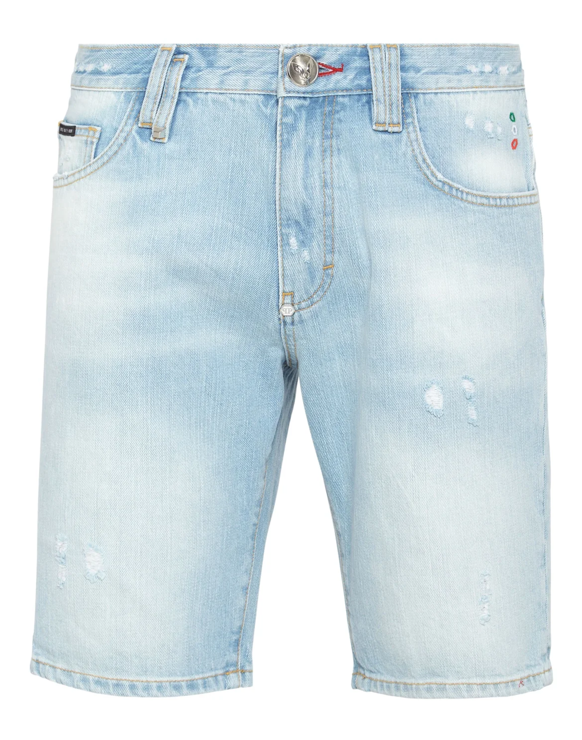 Denim Capri Shorts Destroyed, цвет: Голубой