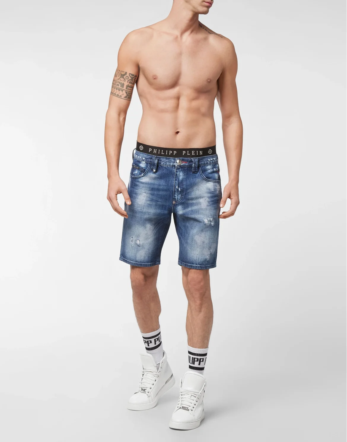 Denim Capri Shorts Destroyed, цвет: Синий