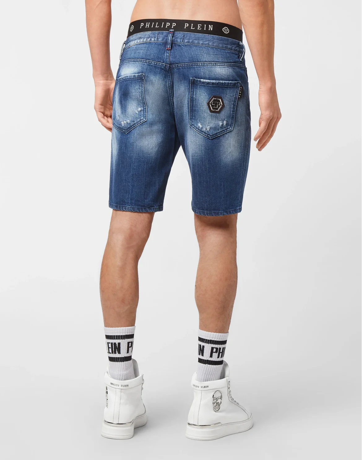 Denim Capri Shorts Destroyed, цвет: Синий