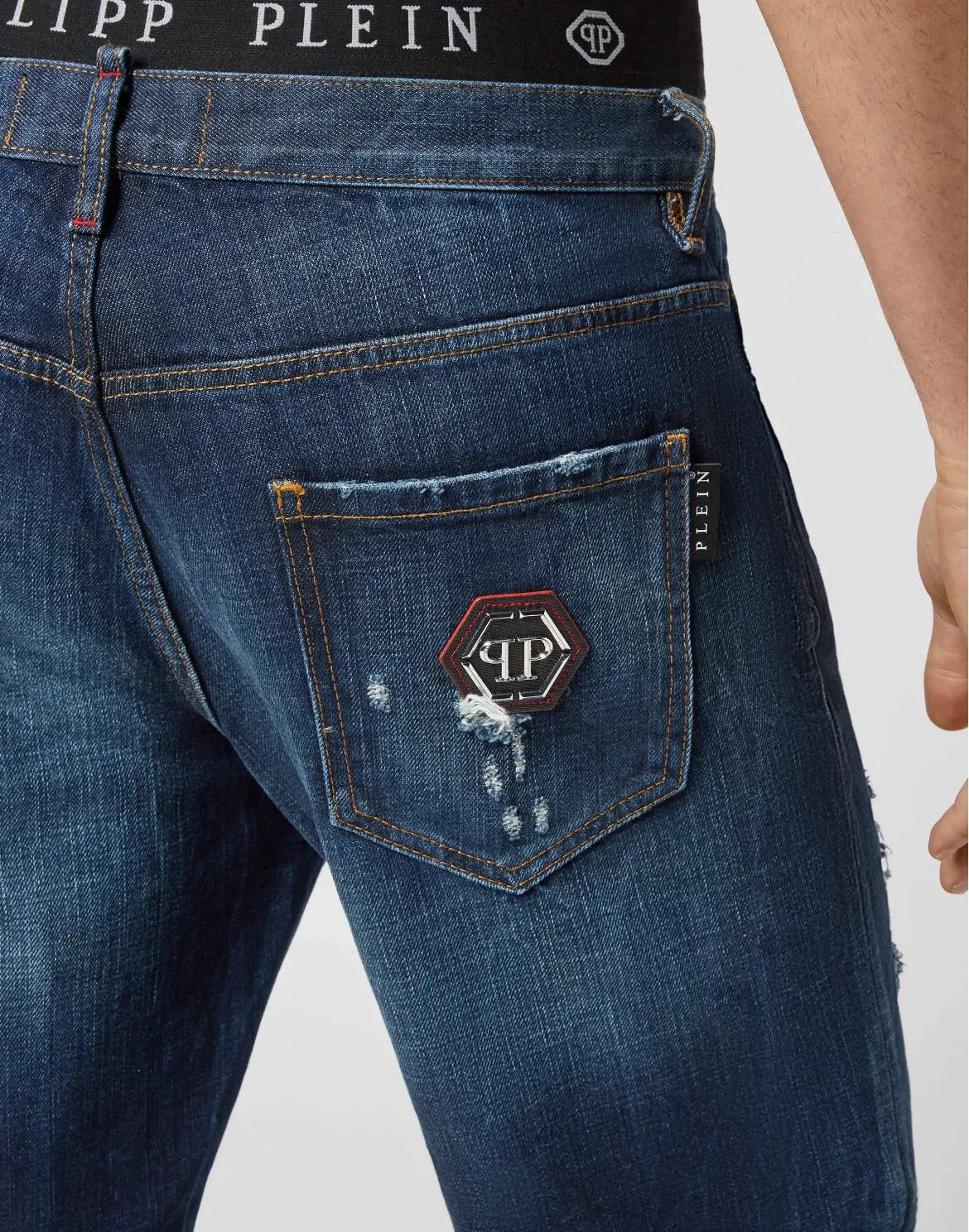 Denim Capri Shorts Destroyed, цвет: Синий