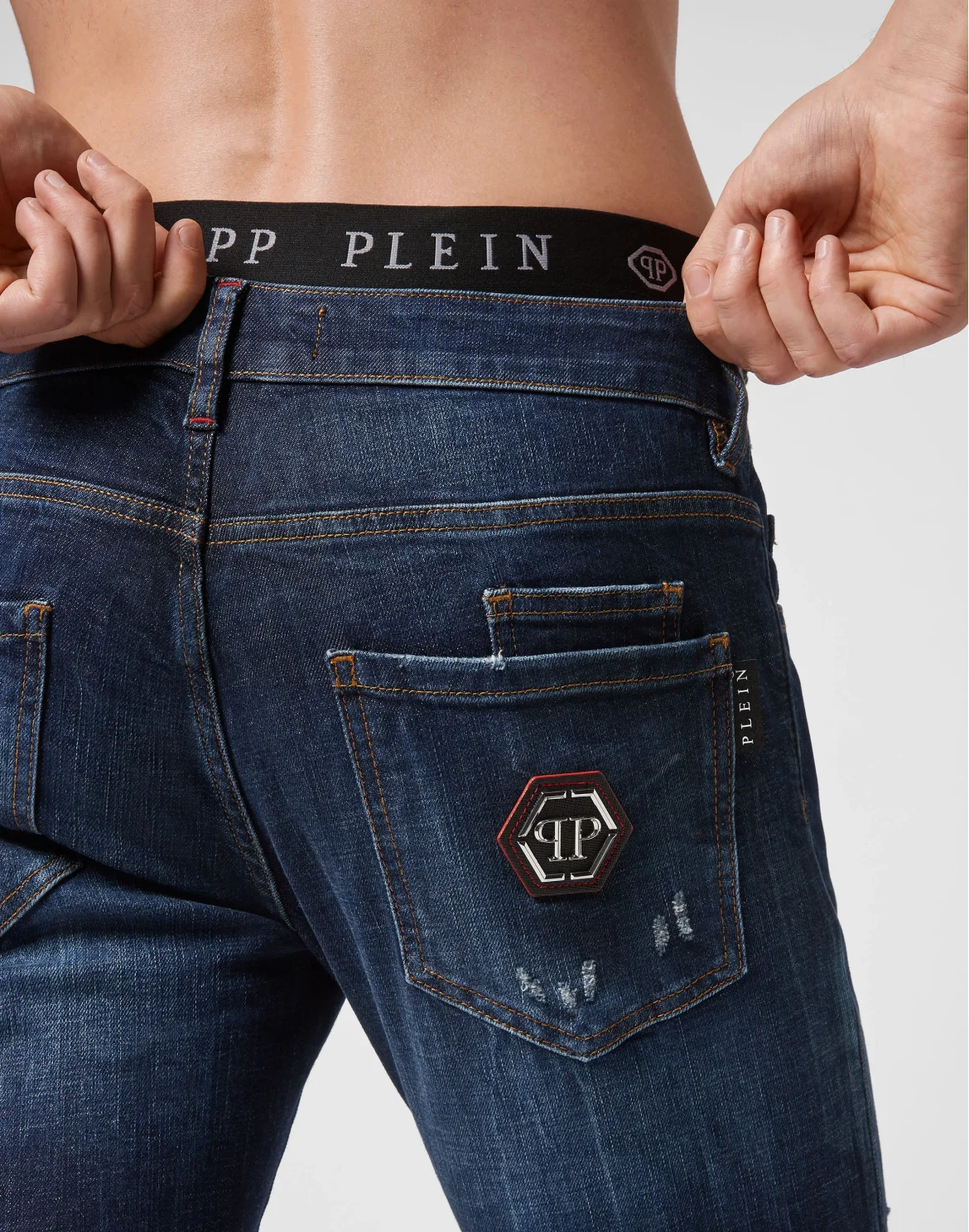 Denim Trousers Straight Cut Destroyed, цвет: Синий