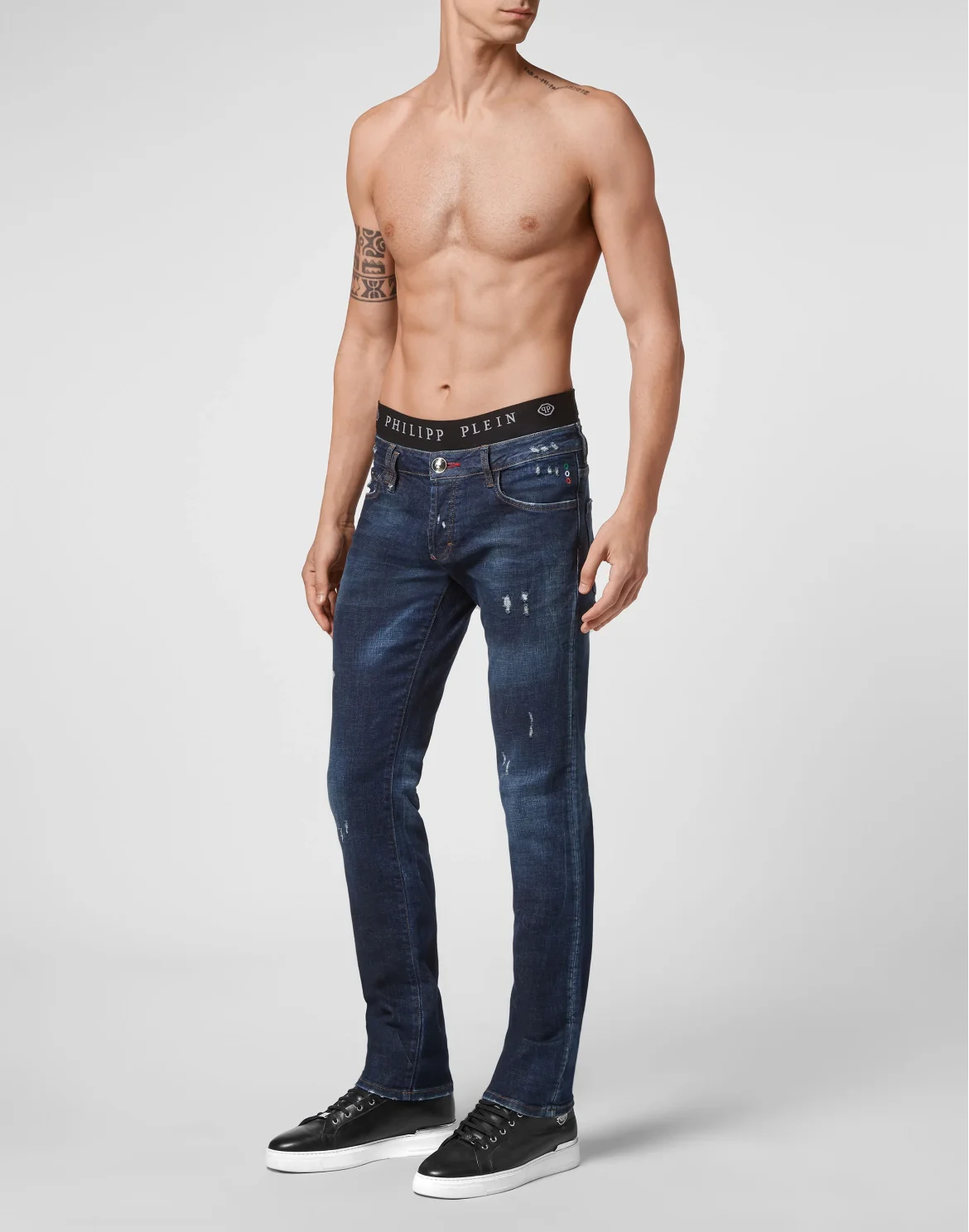 Denim Trousers Straight Cut Destroyed, цвет: Синий