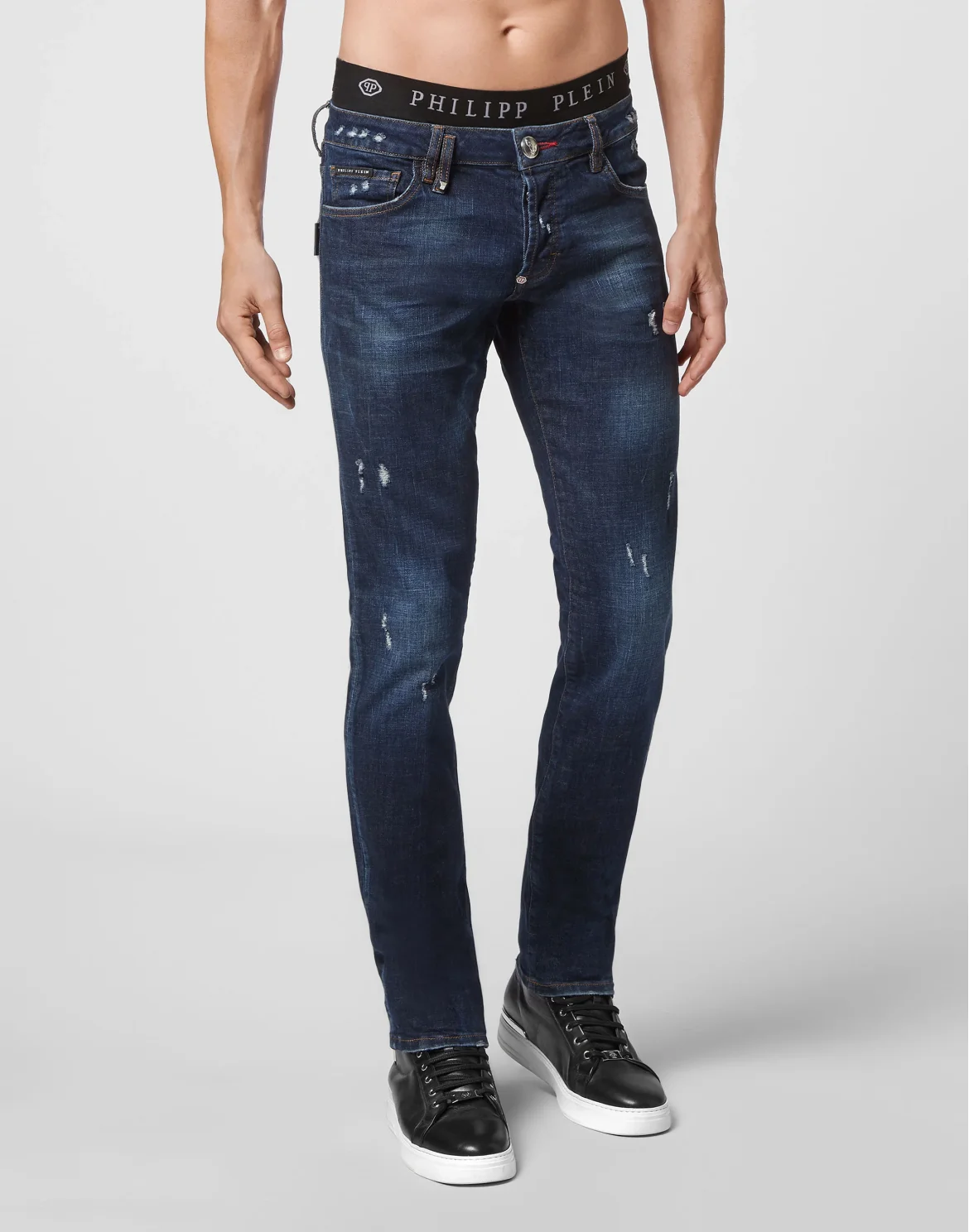 Denim Trousers Straight Cut Destroyed, цвет: Синий