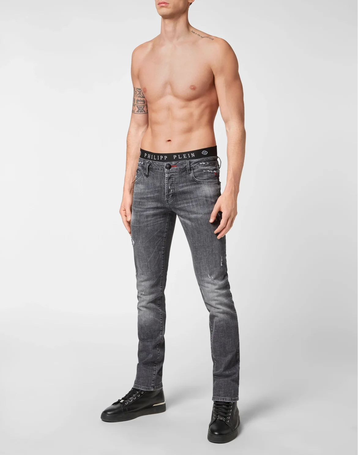 Denim Trousers Straight Cut, цвет: Серый