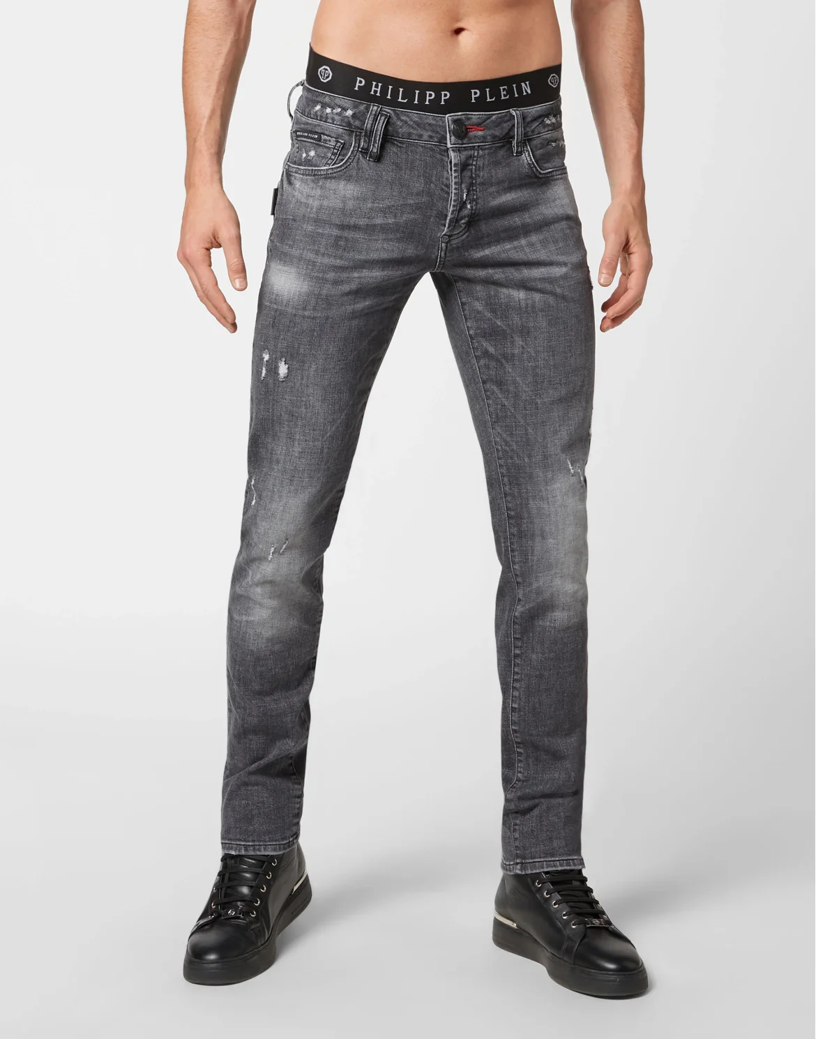 Denim Trousers Straight Cut, цвет: Серый
