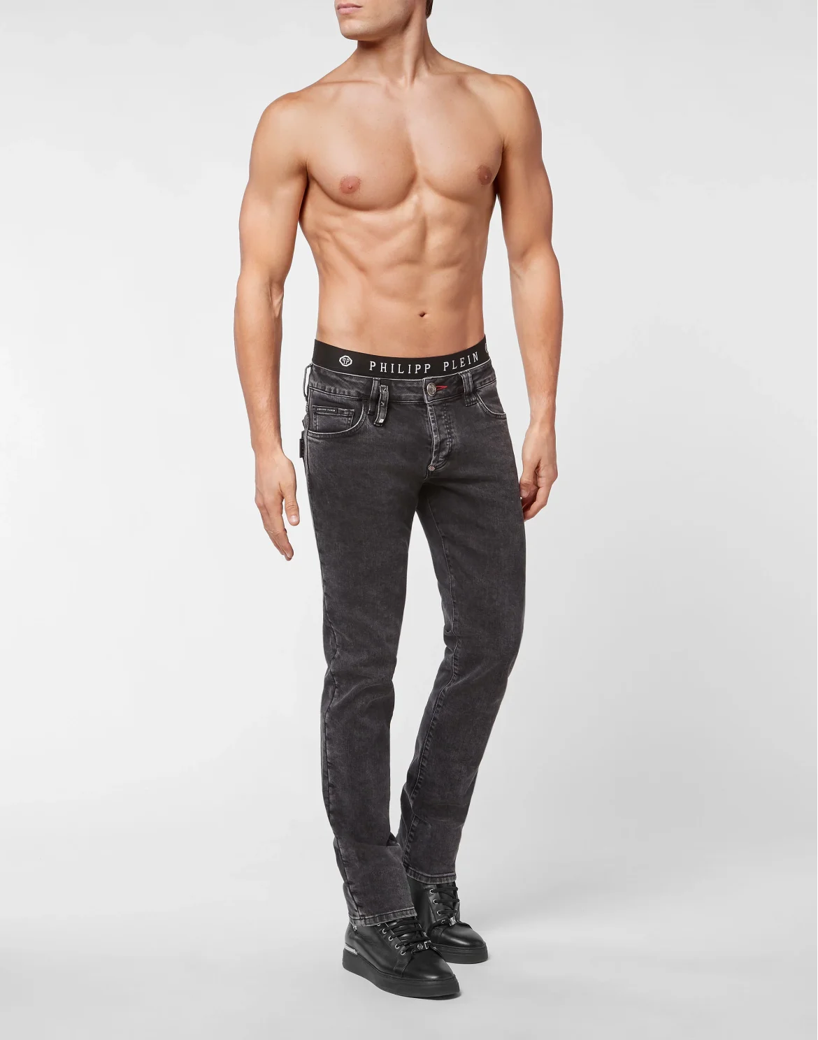 Denim Trousers Straight Cut, цвет: Серый