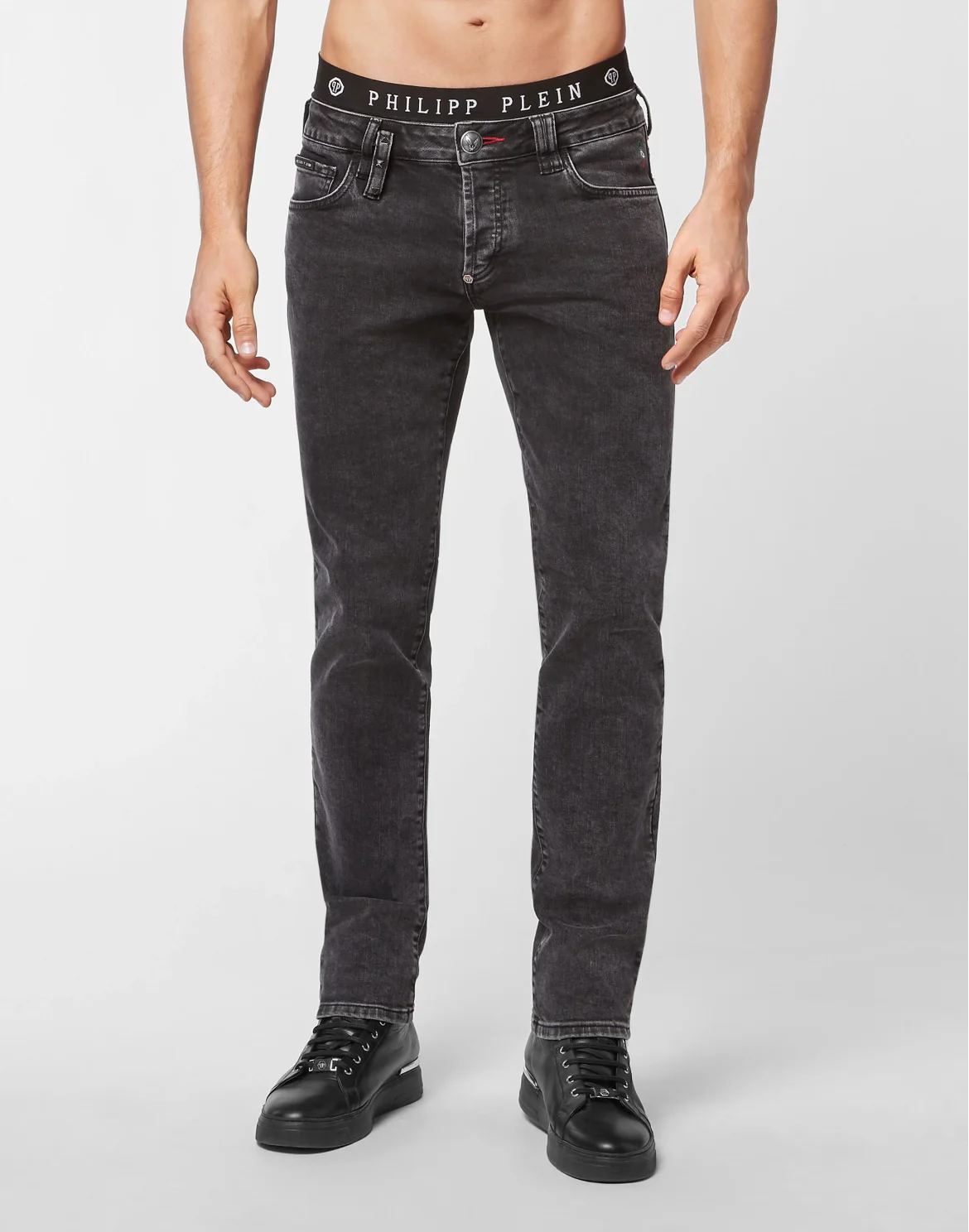 Denim Trousers Straight Cut, цвет: Серый