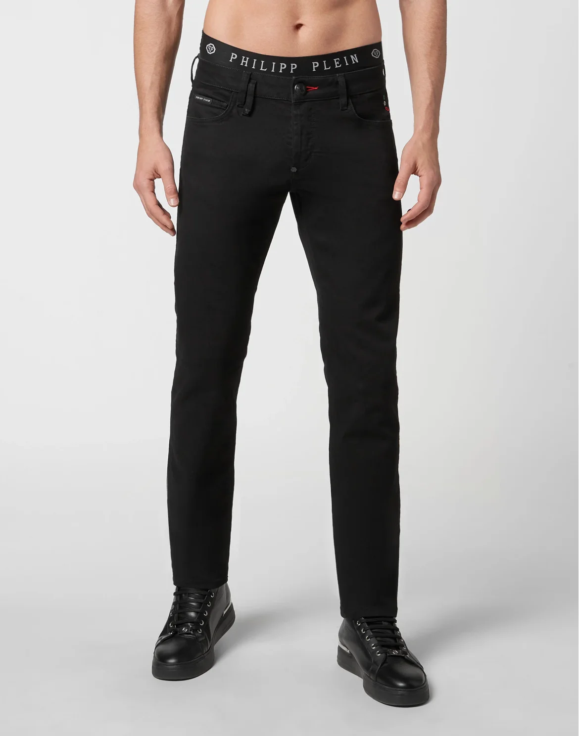 Denim Trousers Straight Cut, цвет: Черный
