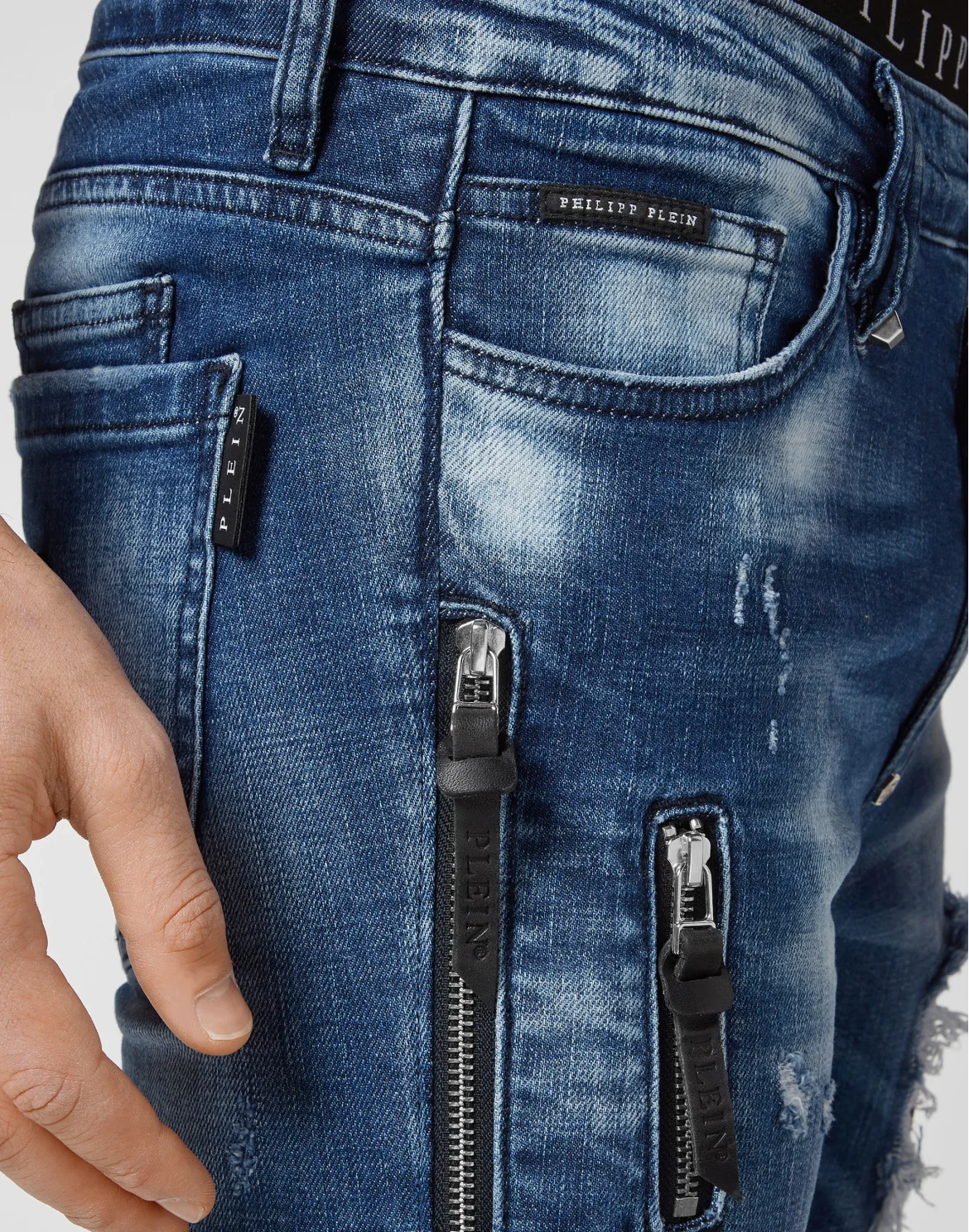 Denim Trousers Biker Destroyed, цвет: Синий