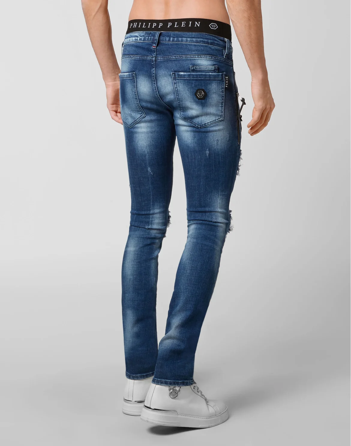 Denim Trousers Biker Destroyed, цвет: Синий
