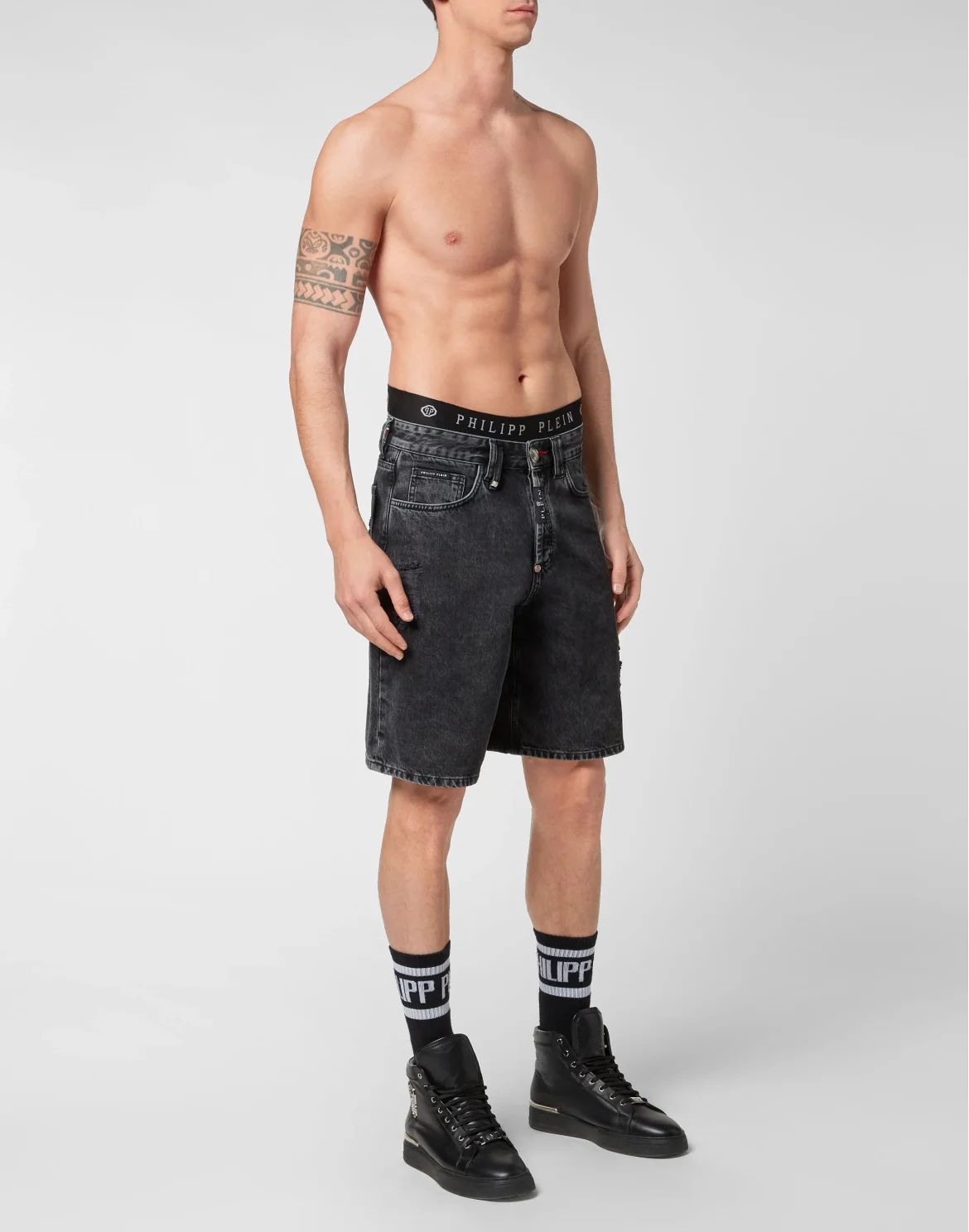 Denim Capri Shorts, цвет: Серый