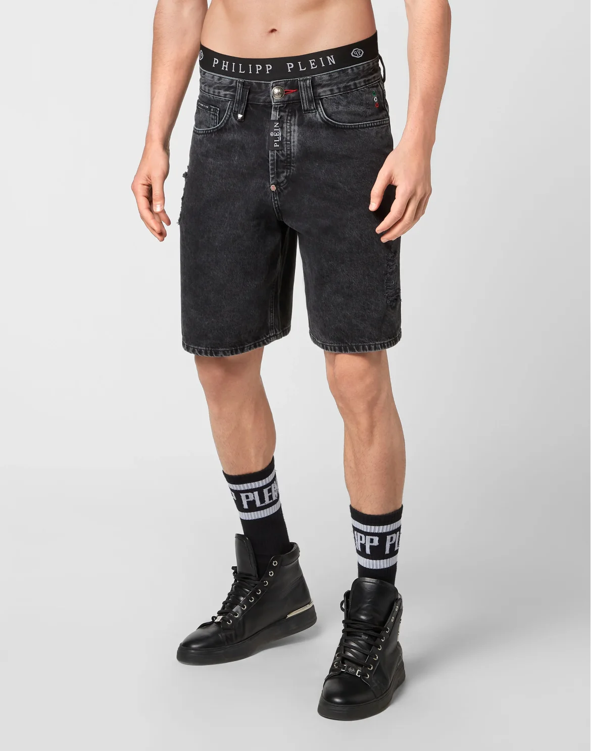 Denim Capri Shorts, цвет: Серый