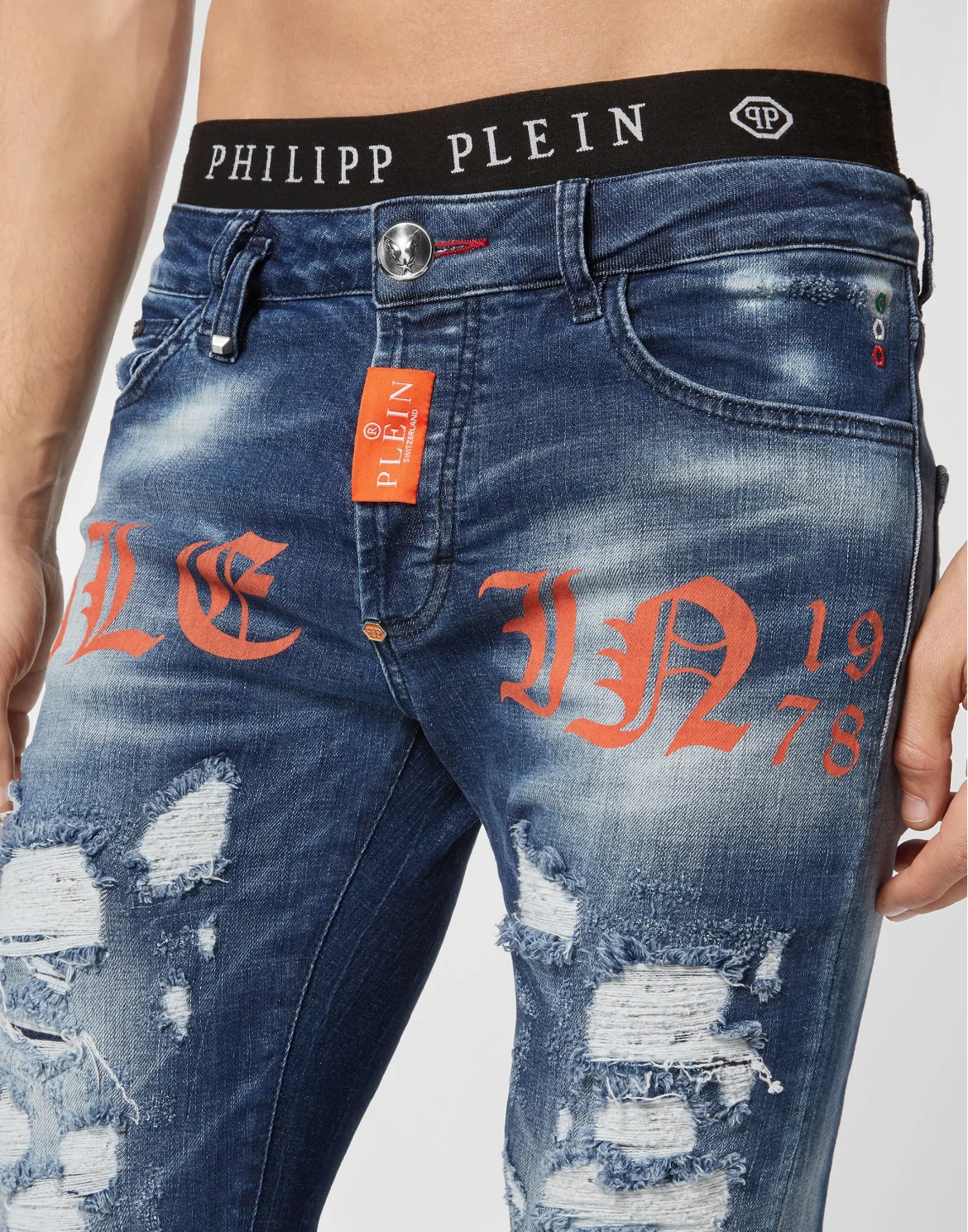 Denim Trousers Super Straight Cut Philipp Plein TM, цвет: Оранжевый