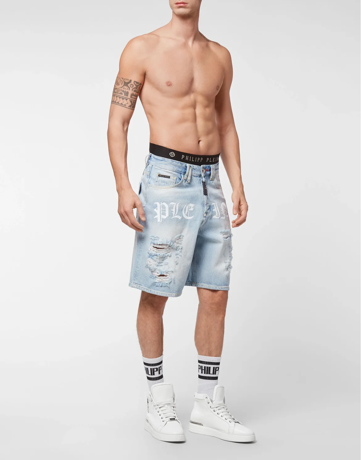 Denim Capri Trousers Philipp Plein TM, цвет: Голубой