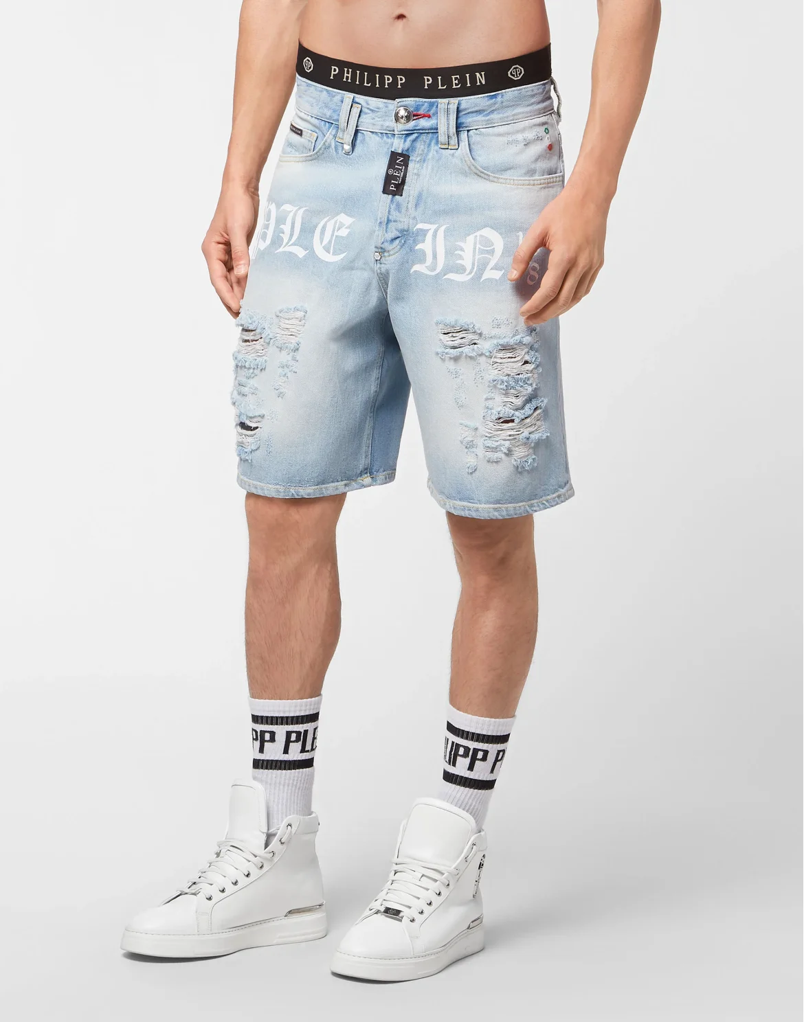 Denim Capri Trousers Philipp Plein TM, цвет: Голубой