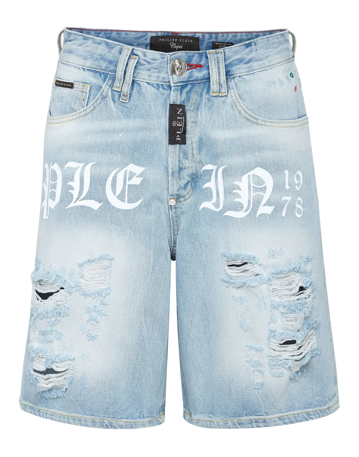 Denim Capri Trousers Philipp Plein TM, цвет: Голубой