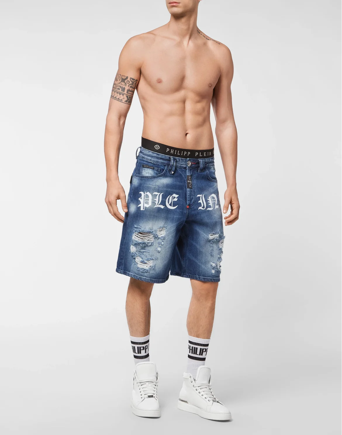 Denim Capri Trousers Philipp Plein TM, цвет: Синий