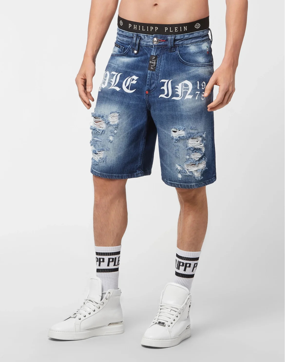 Denim Capri Trousers Philipp Plein TM, цвет: Синий
