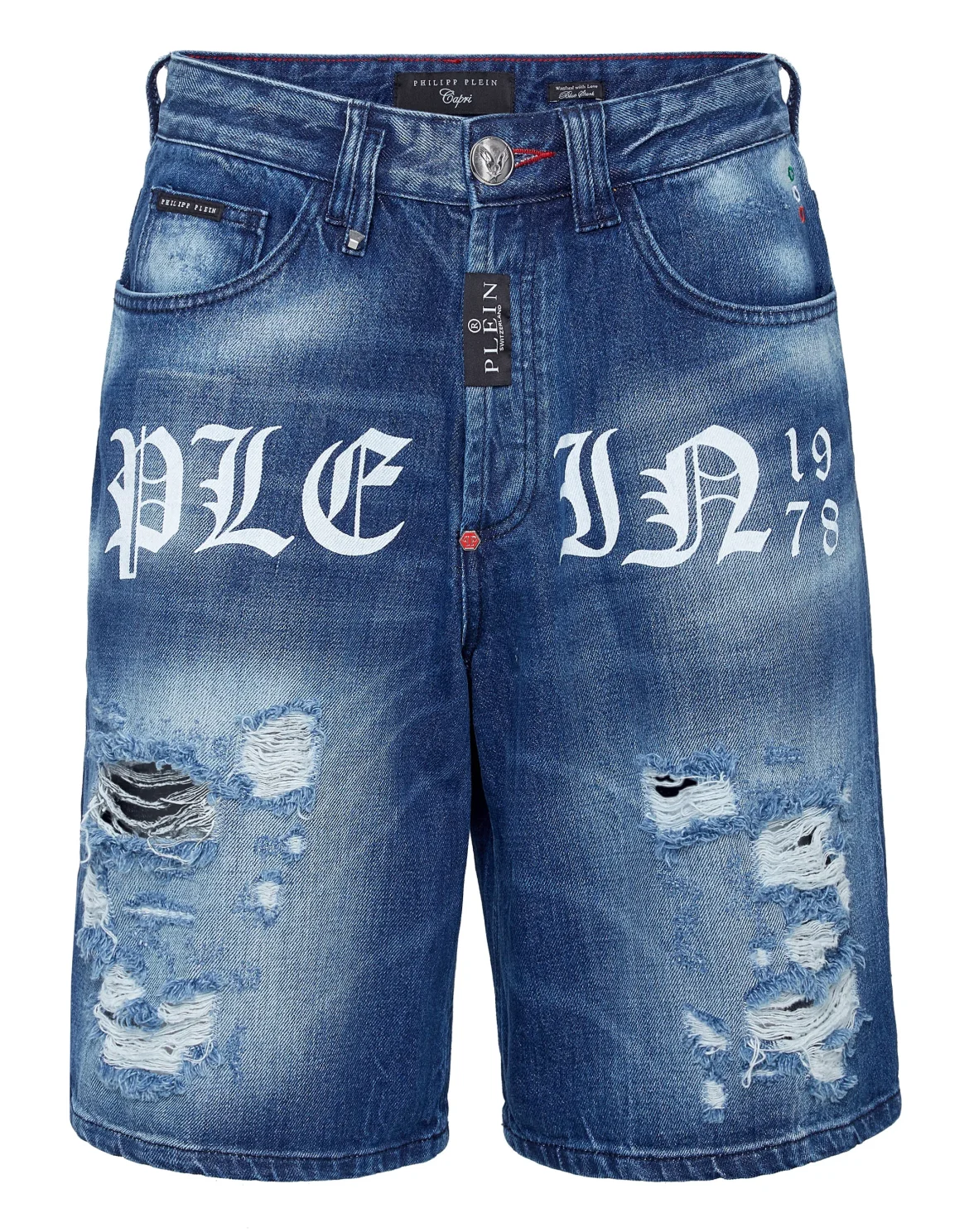 Denim Capri Trousers Philipp Plein TM, цвет: Синий