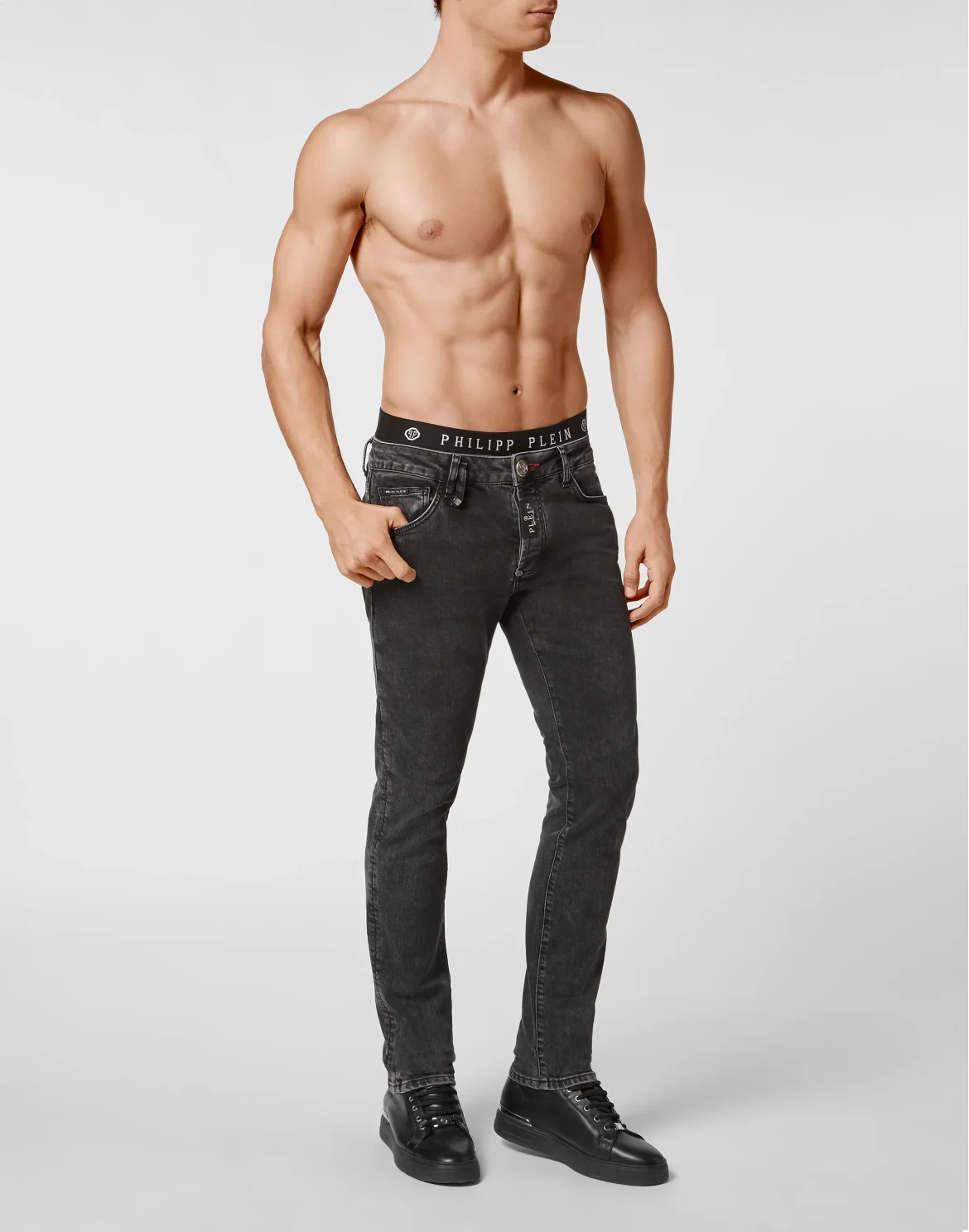 Denim Trousers Super Straight Cut Skull, цвет: Серый