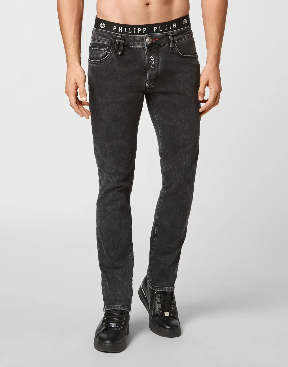 Denim Trousers Super Straight Cut Skull, цвет: Серый