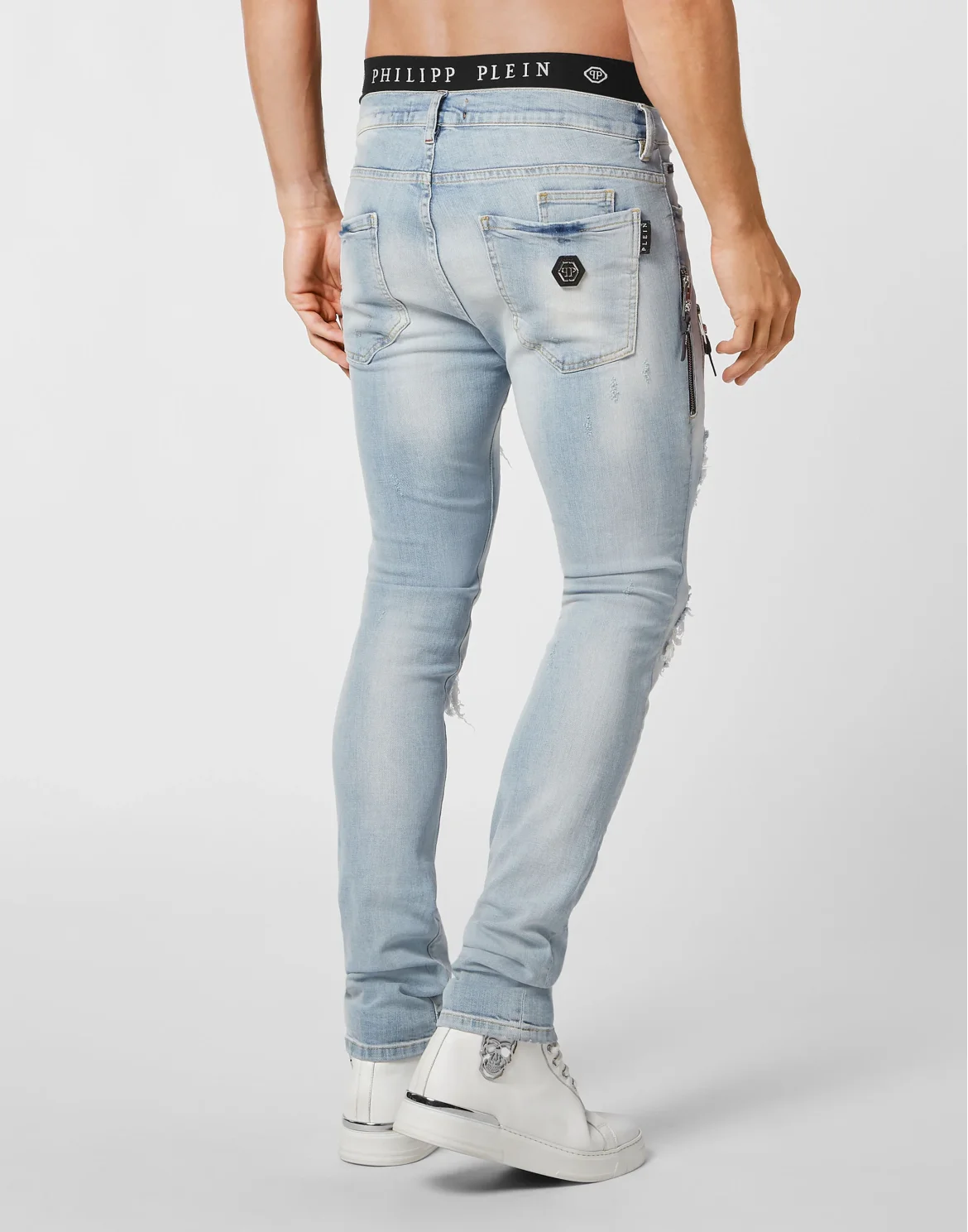 Denim Trousers Biker Fit Skull, цвет: Голубой