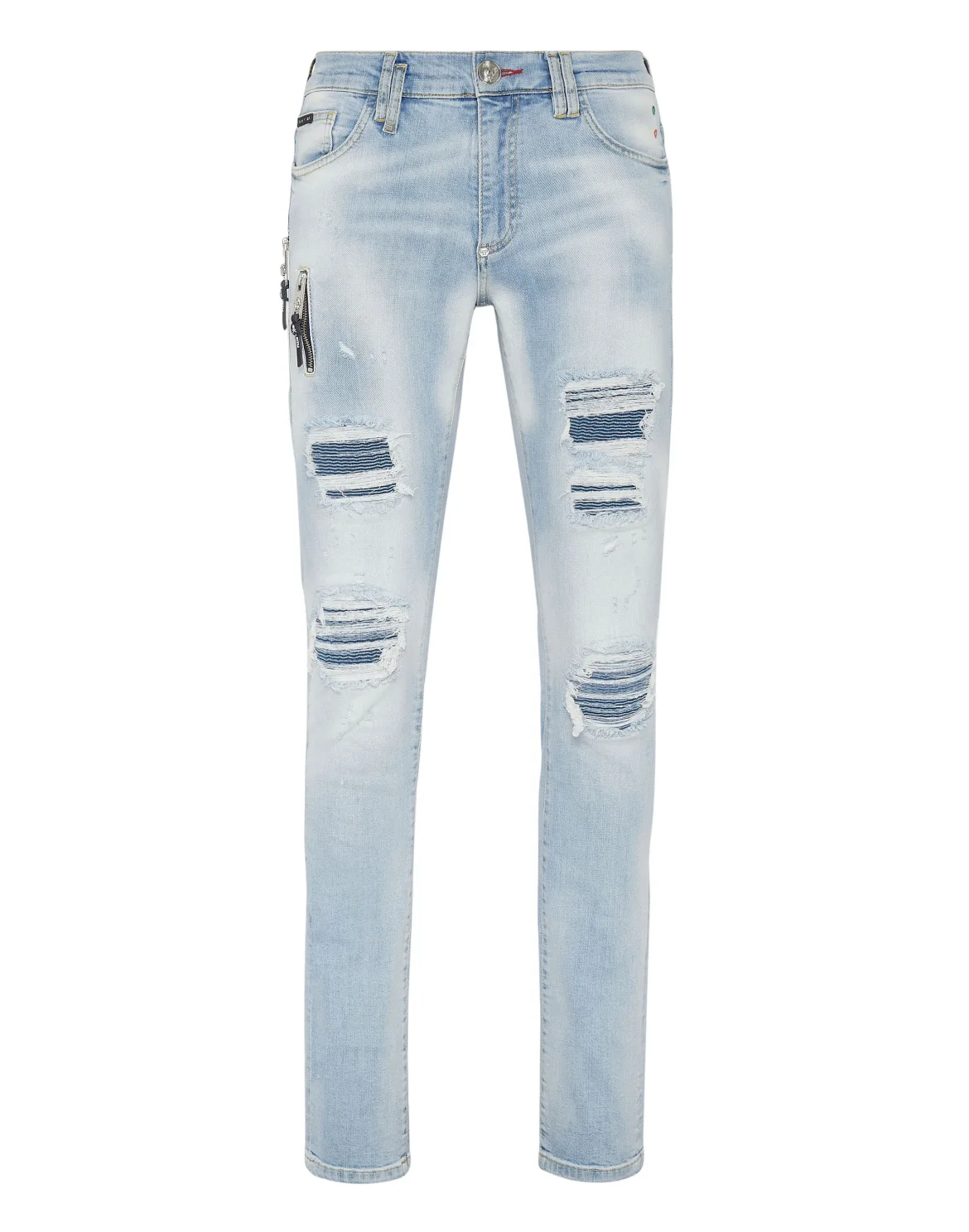 Denim Trousers Biker Fit Skull, цвет: Голубой