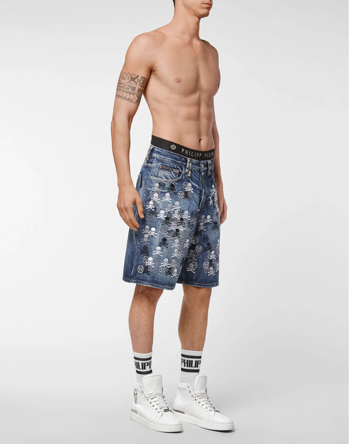 Denim Capri Shorts Skull, цвет: Синий
