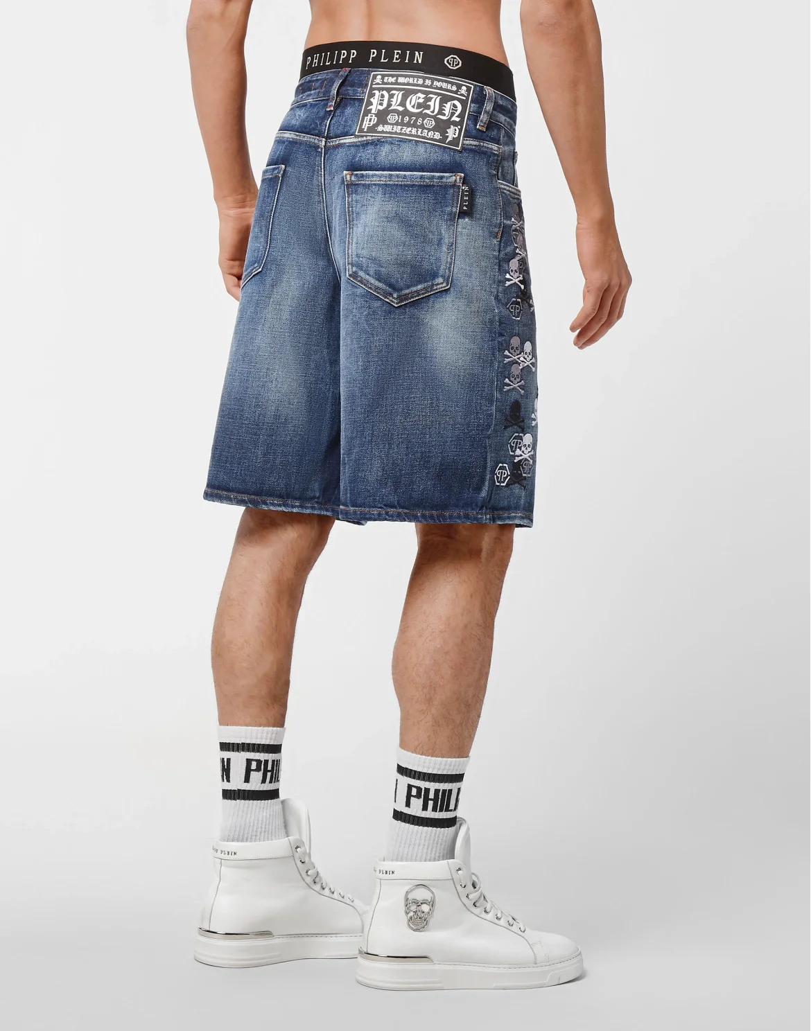 Denim Capri Shorts Skull, цвет: Синий