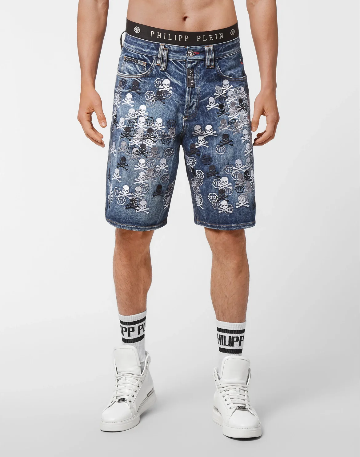 Denim Capri Shorts Skull, цвет: Синий